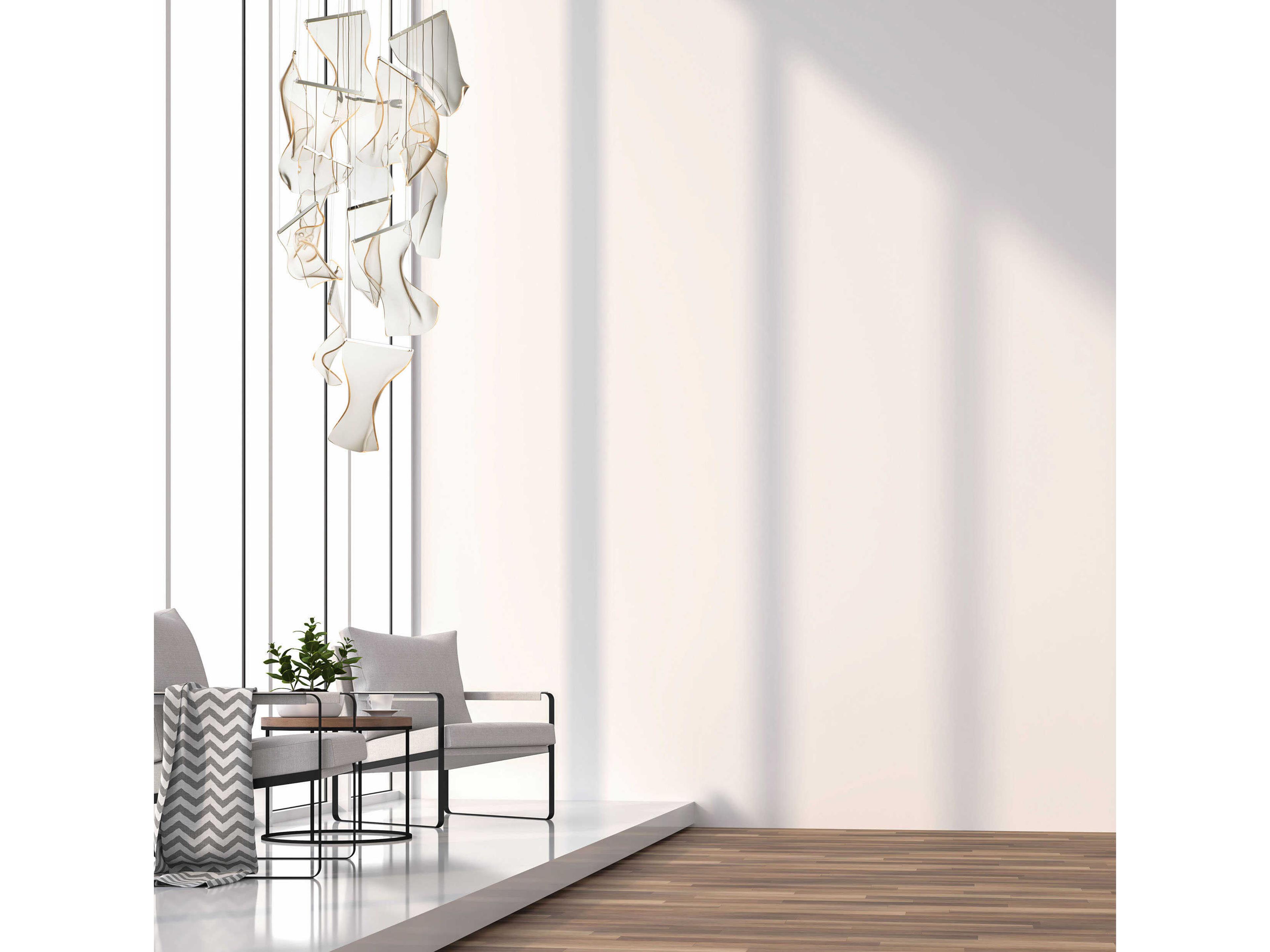 ET2 Rinkle 14-Light Polished Chrome Clear LED Tiered Pendant