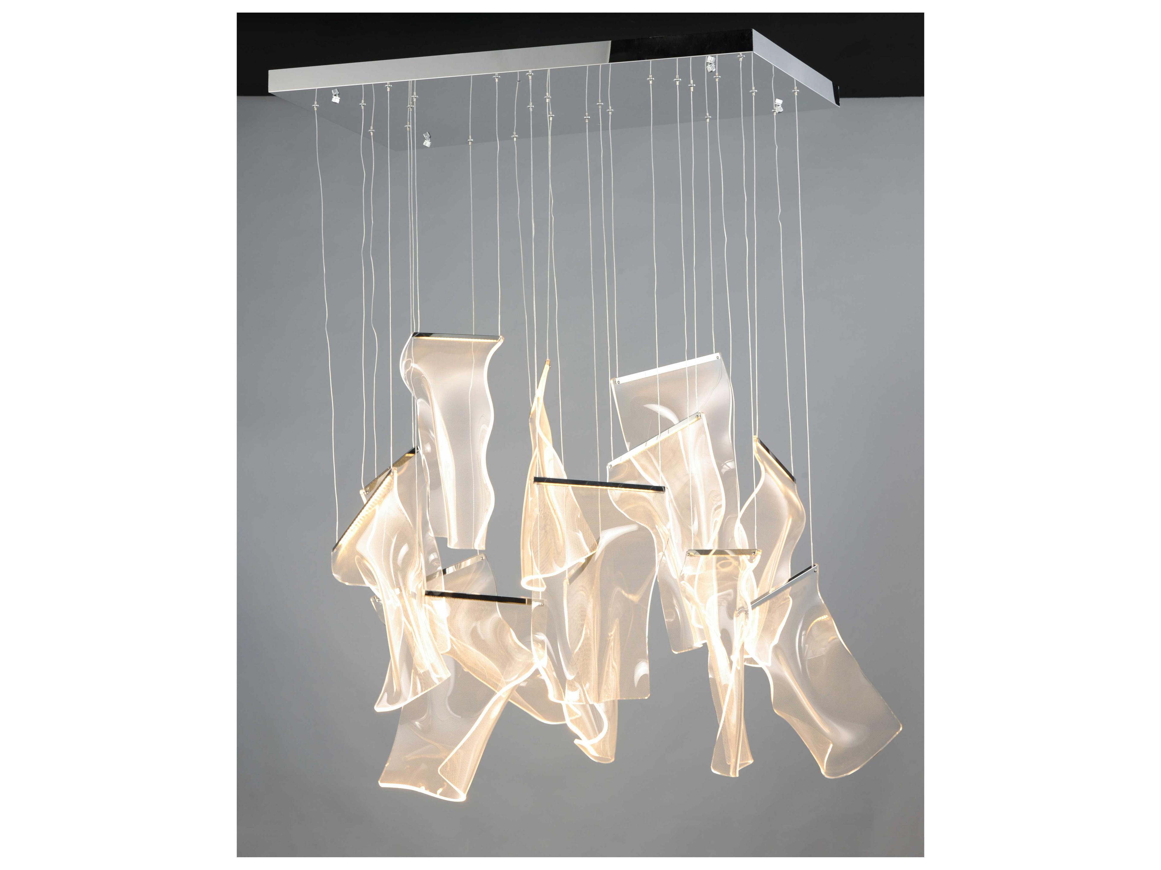 ET2 Rinkle 13-Light Polished Chrome LED Linear Tiered Island Pendant