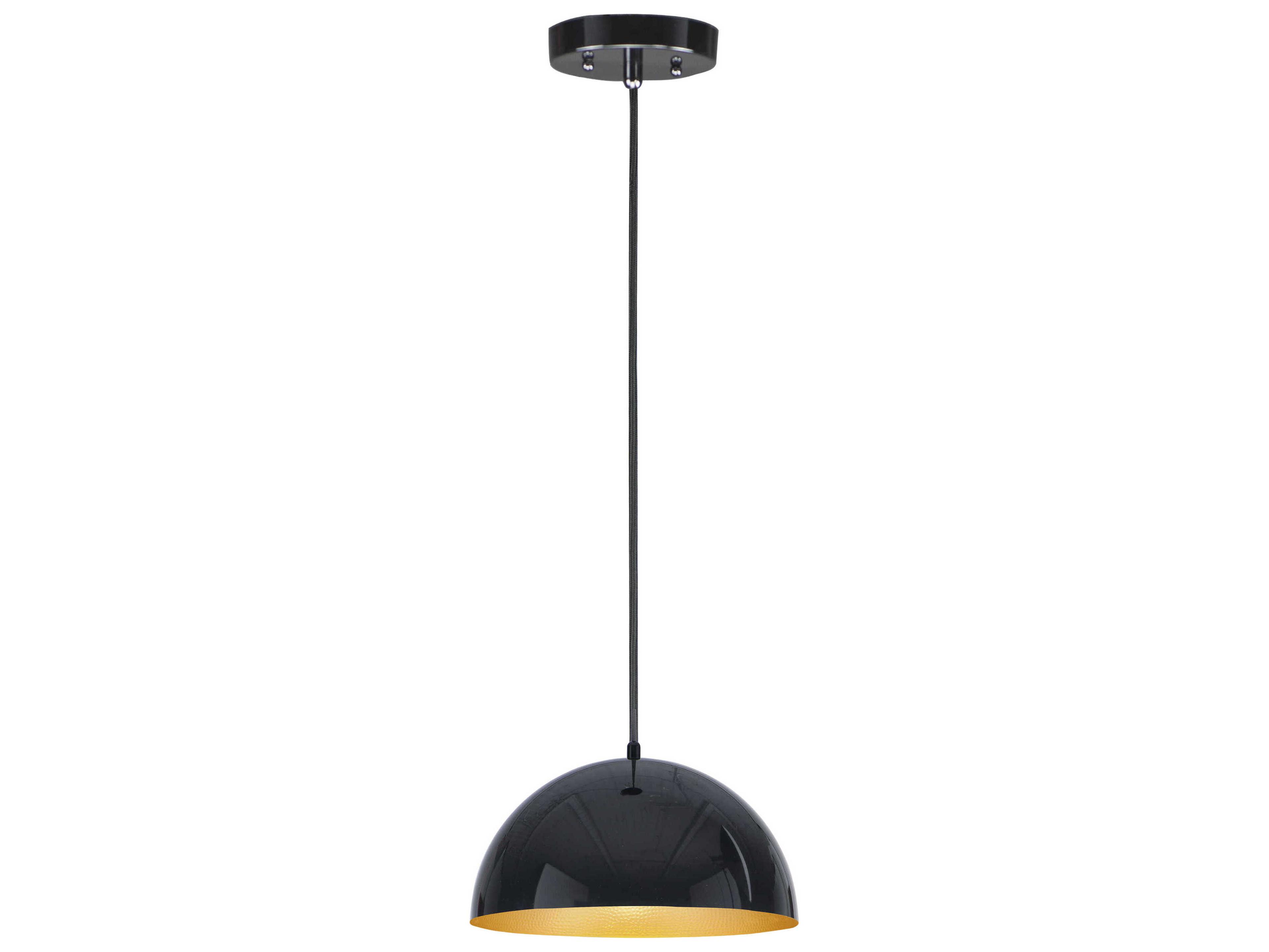 Hemisphere 1-Light Gloss Black Gold Dome Mini Pendant