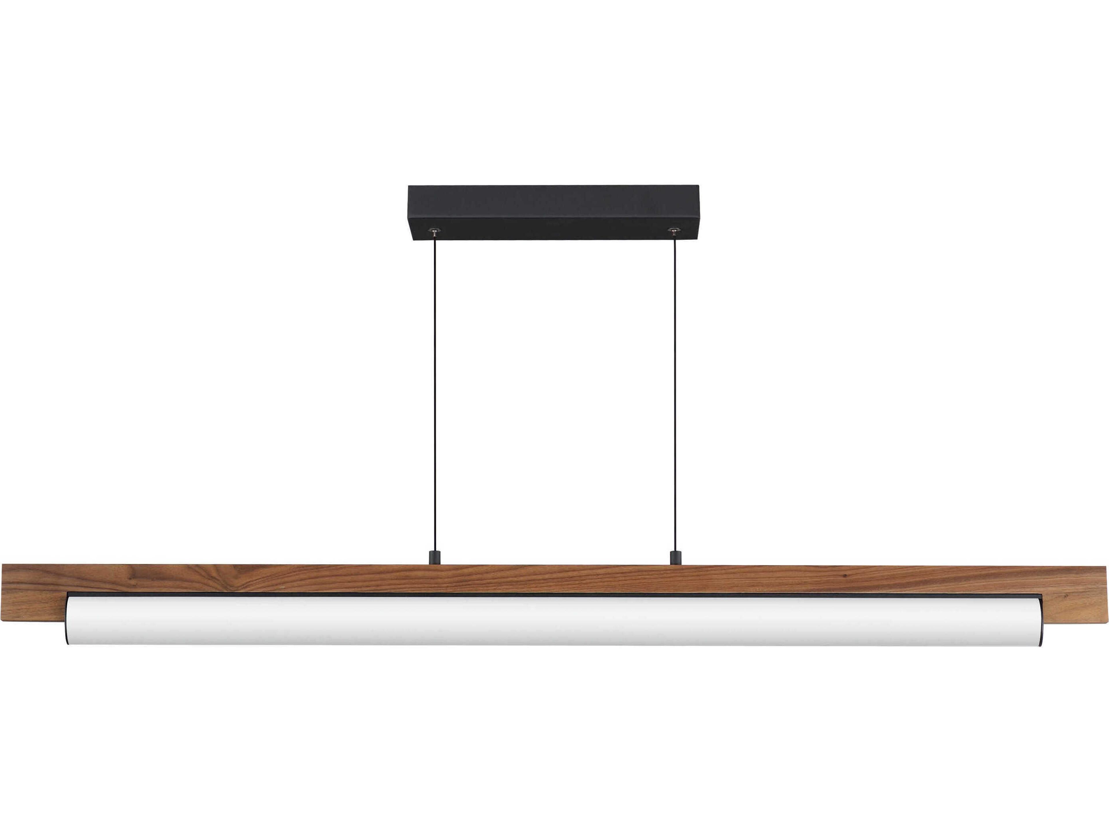 Joist 1-Light Walnut Black Cylinder Linear Island Pendant