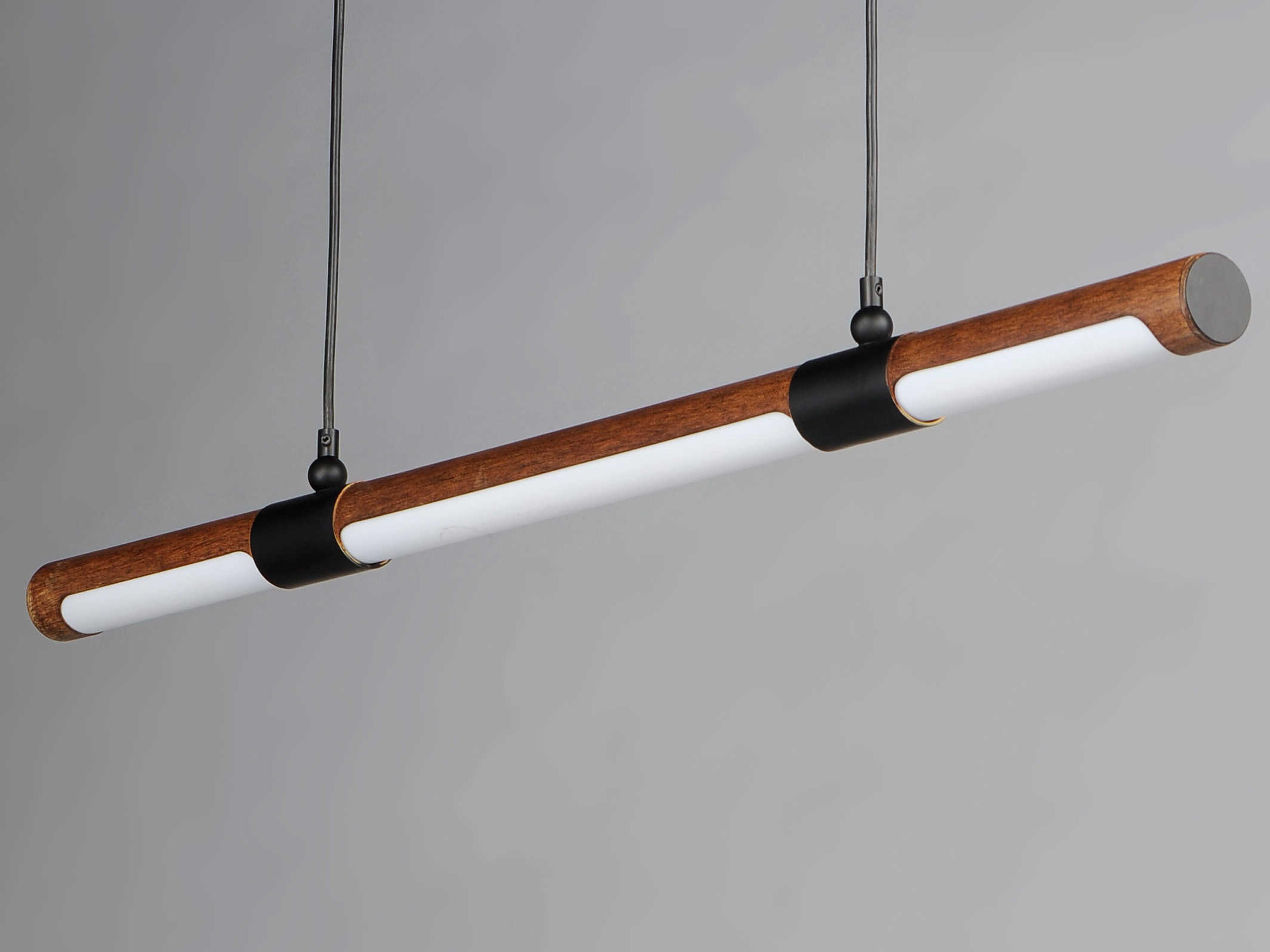 ET2 Rollo 1-Light Antique Pecan Black Brown LED Cylinder Linear Island Pendant