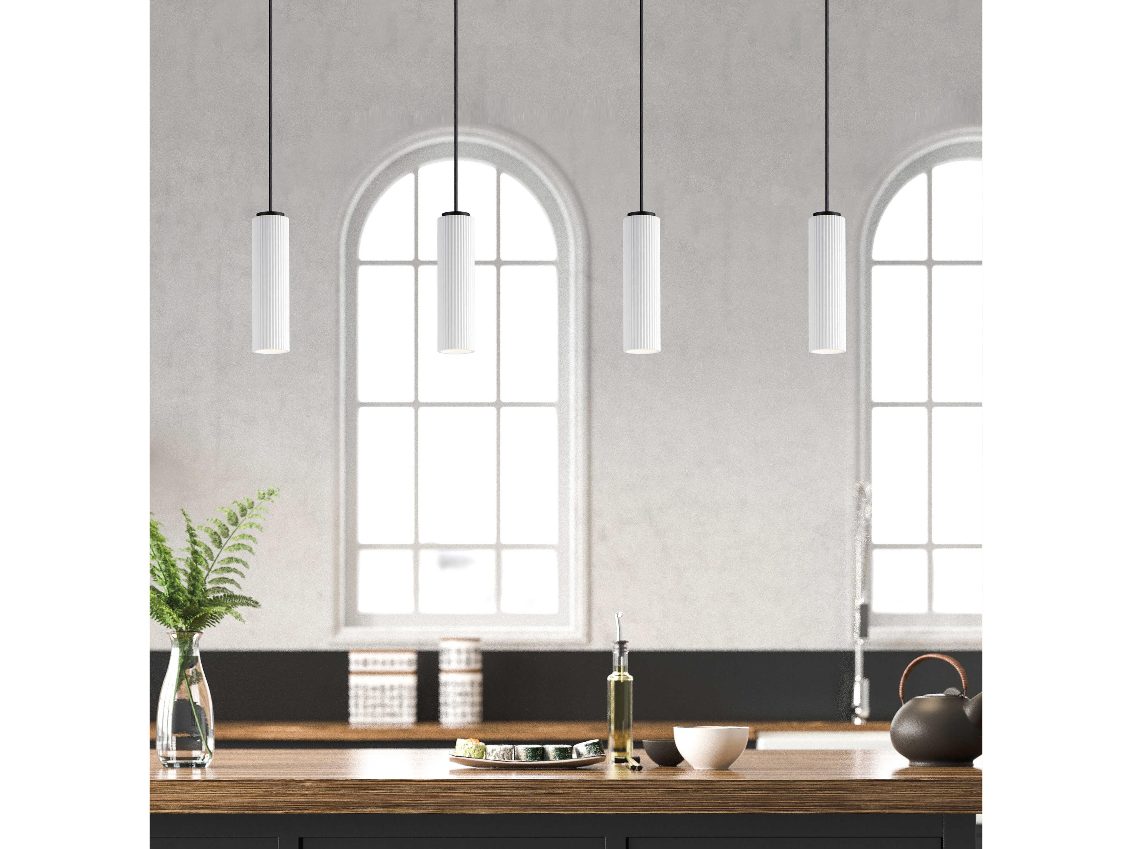 ET2 1-Light Black White Glass LED Cylinder Mini Pendant