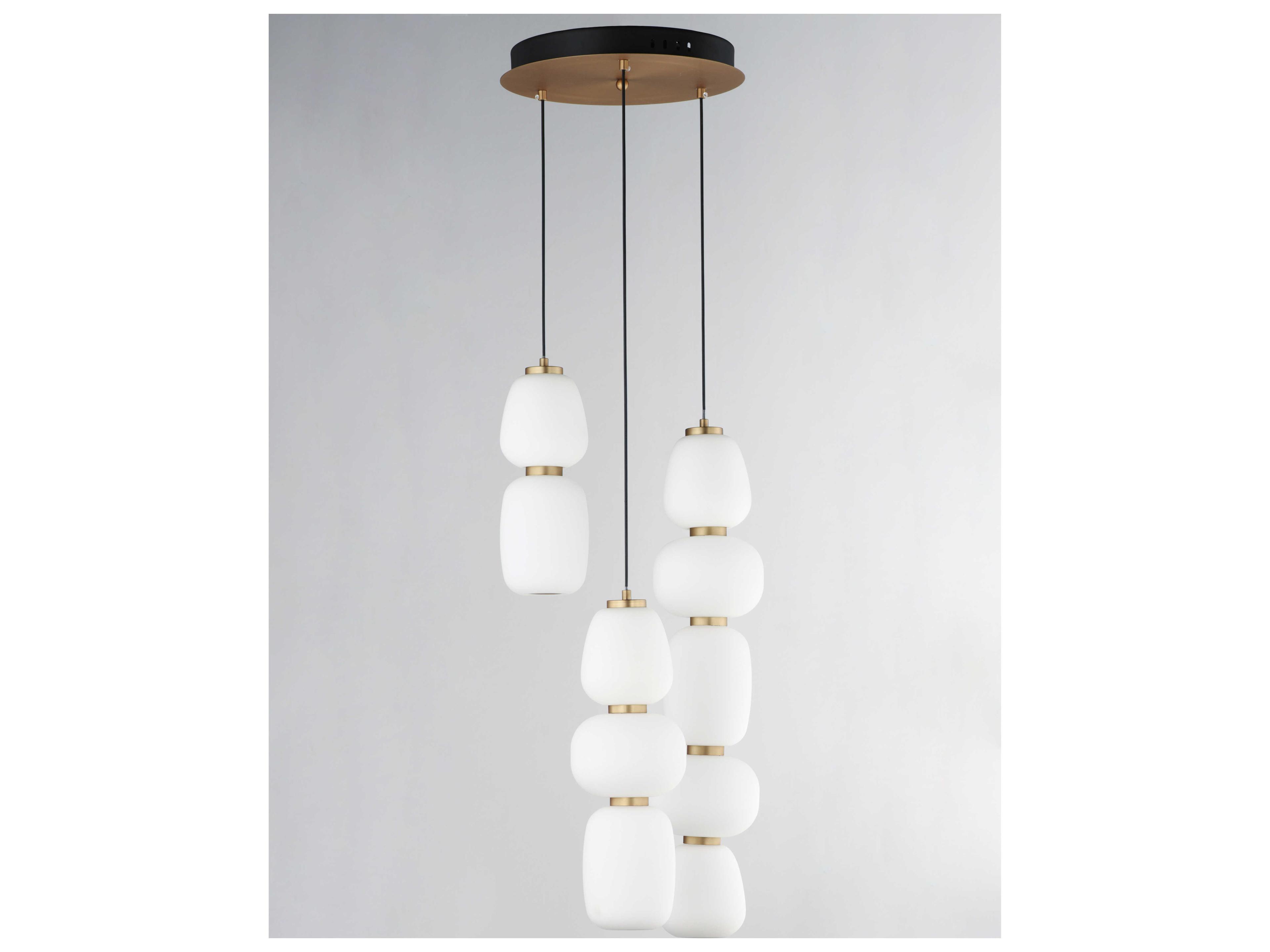 ET2 Soji 3-Light Black Gold Glass LED Geometric Tiered Pendant