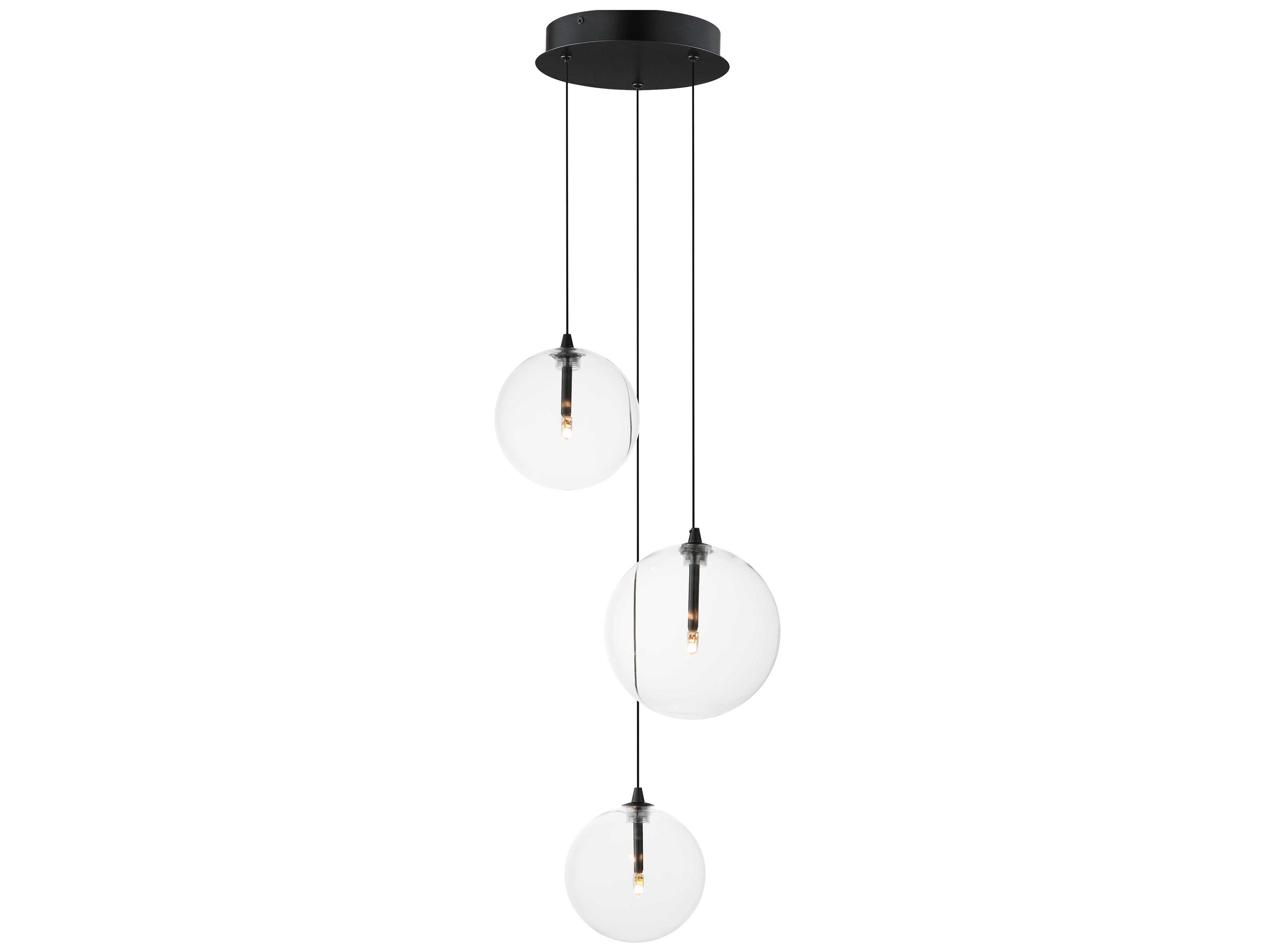 Global 3-Light Black Globe Mini Pendant
