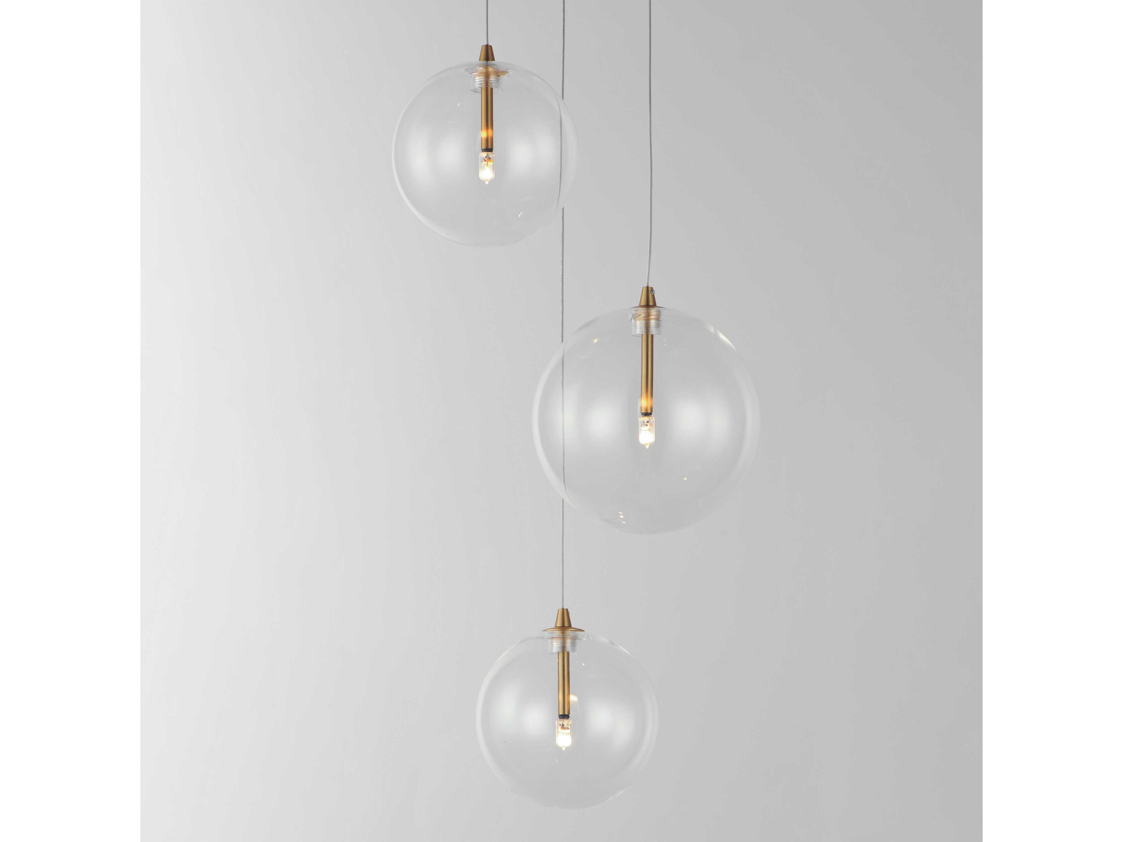 ET2 Global 3-Light Natural Aged Brass Globe Mini Pendant