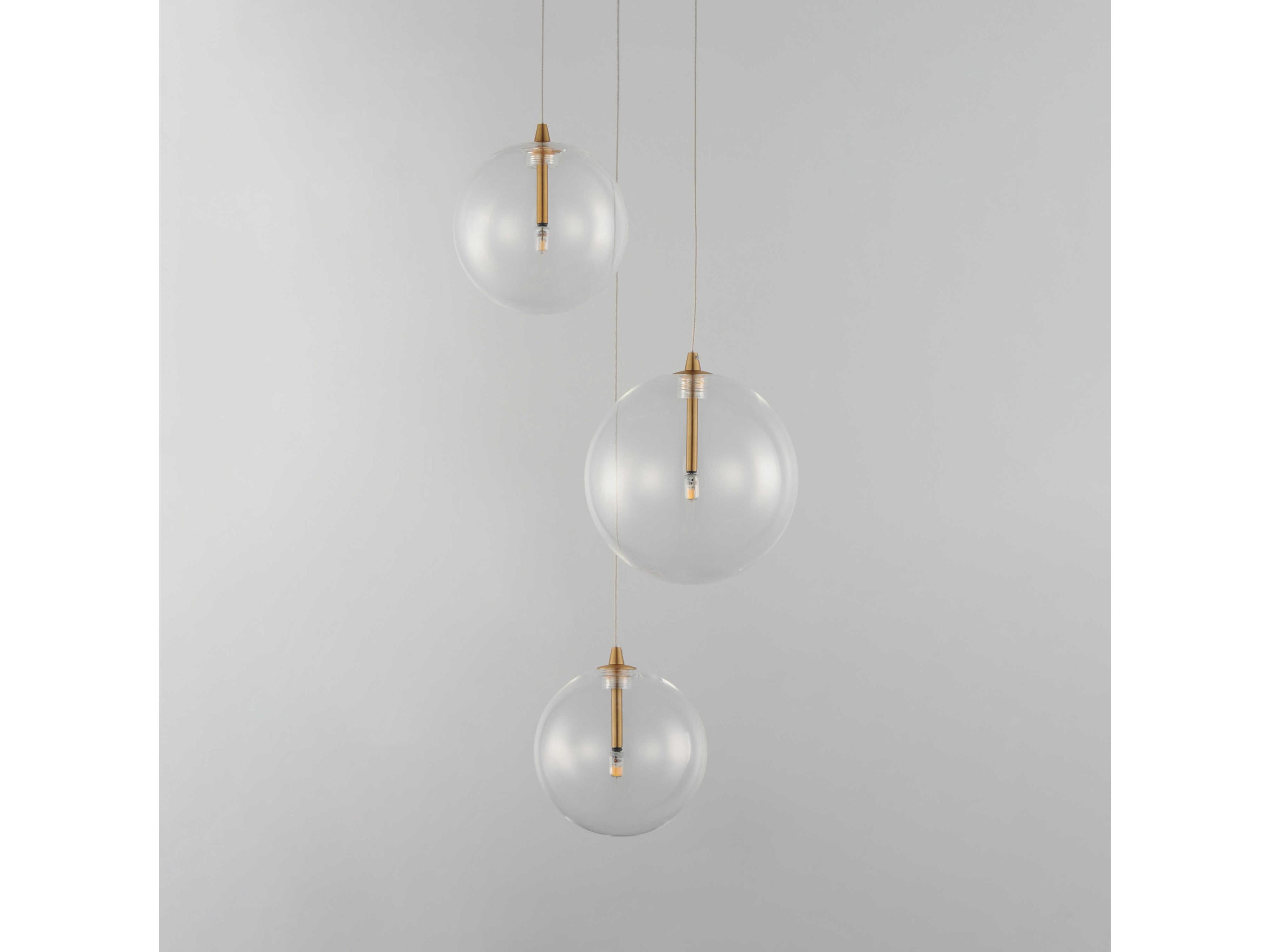 ET2 Global 3-Light Natural Aged Brass Globe Mini Pendant