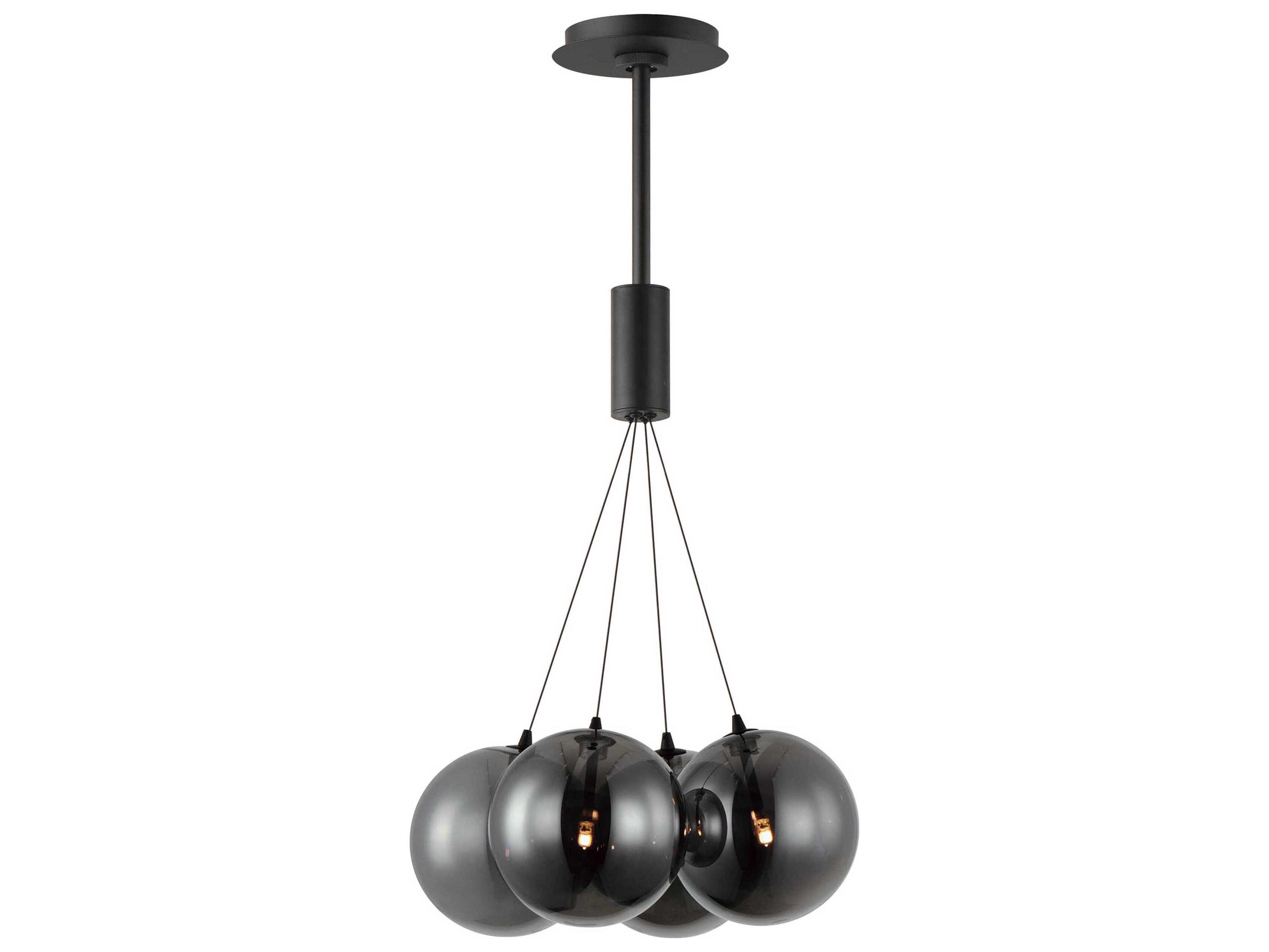 Burst 4-Light Black Glass LED Globe Pendant