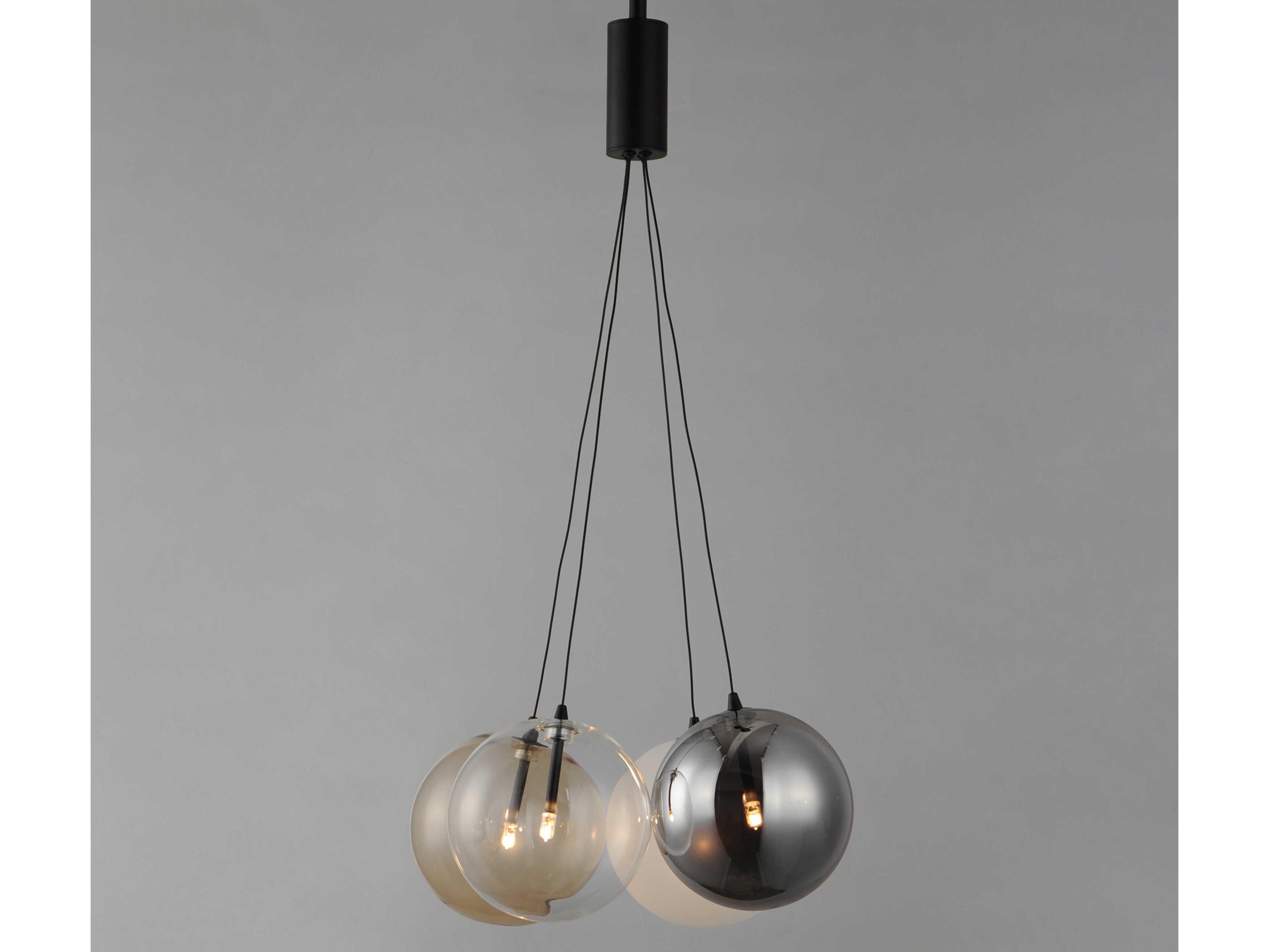 ET2 Burst 4-Light Black Glass LED Globe Pendant