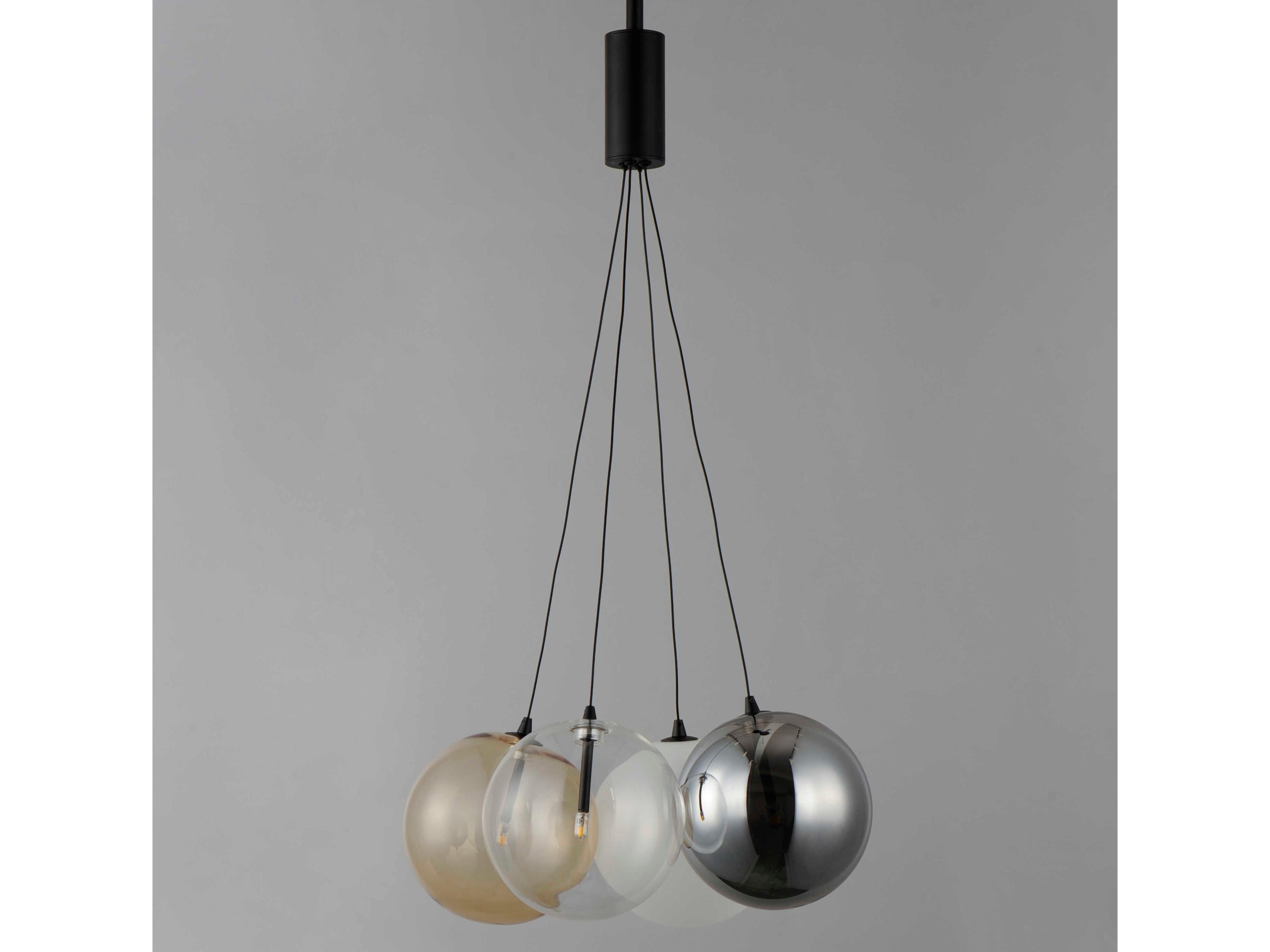 ET2 Burst 4-Light Black Glass LED Globe Pendant