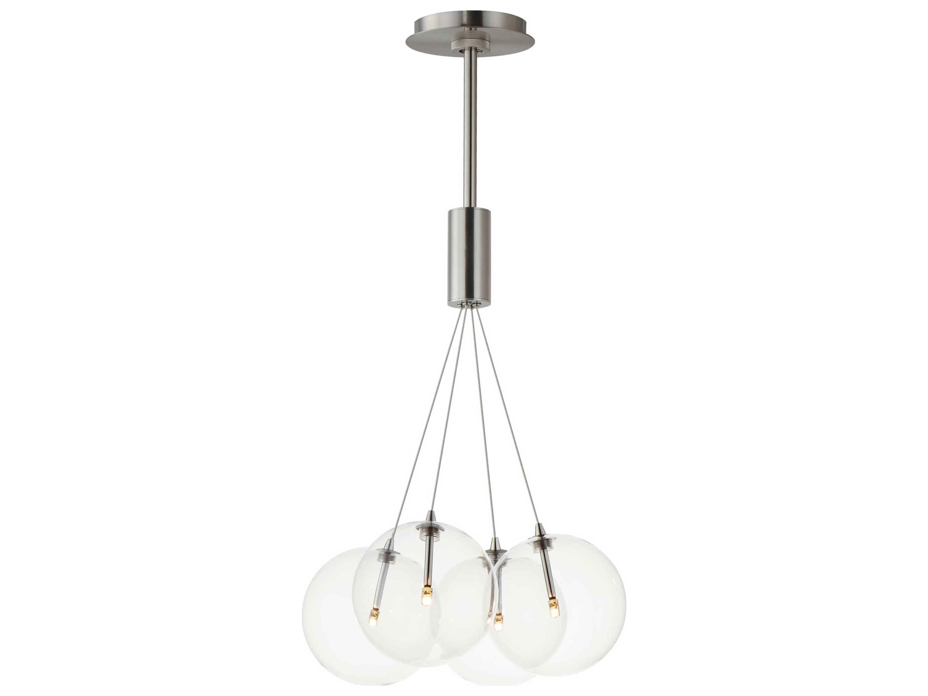 Burst 4-Light Satin Nickel Glass LED Globe Pendant