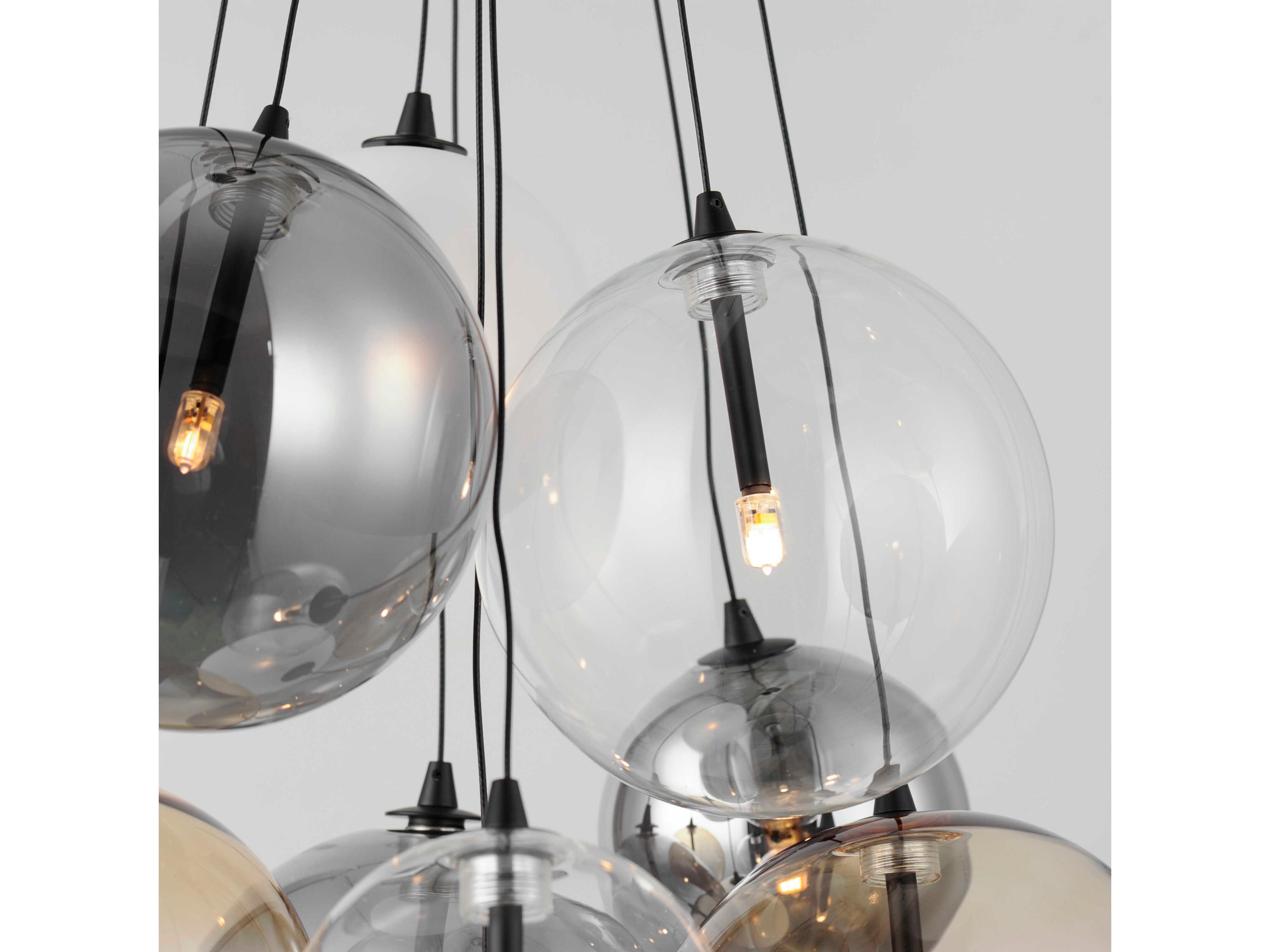 ET2 Burst 9-Light Black Glass LED Globe Pendant