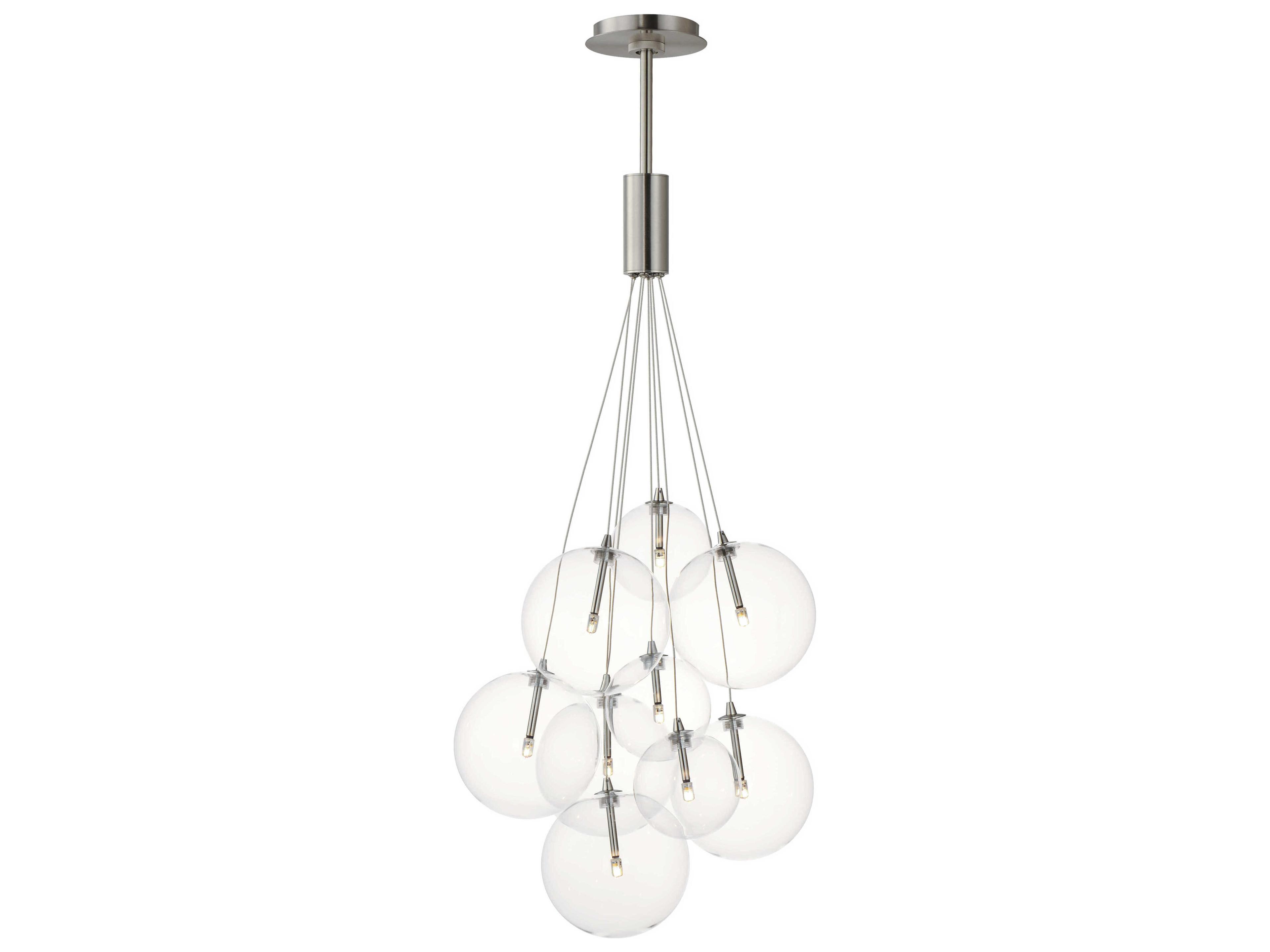 Burst 9-Light Satin Nickel Glass LED Globe Pendant