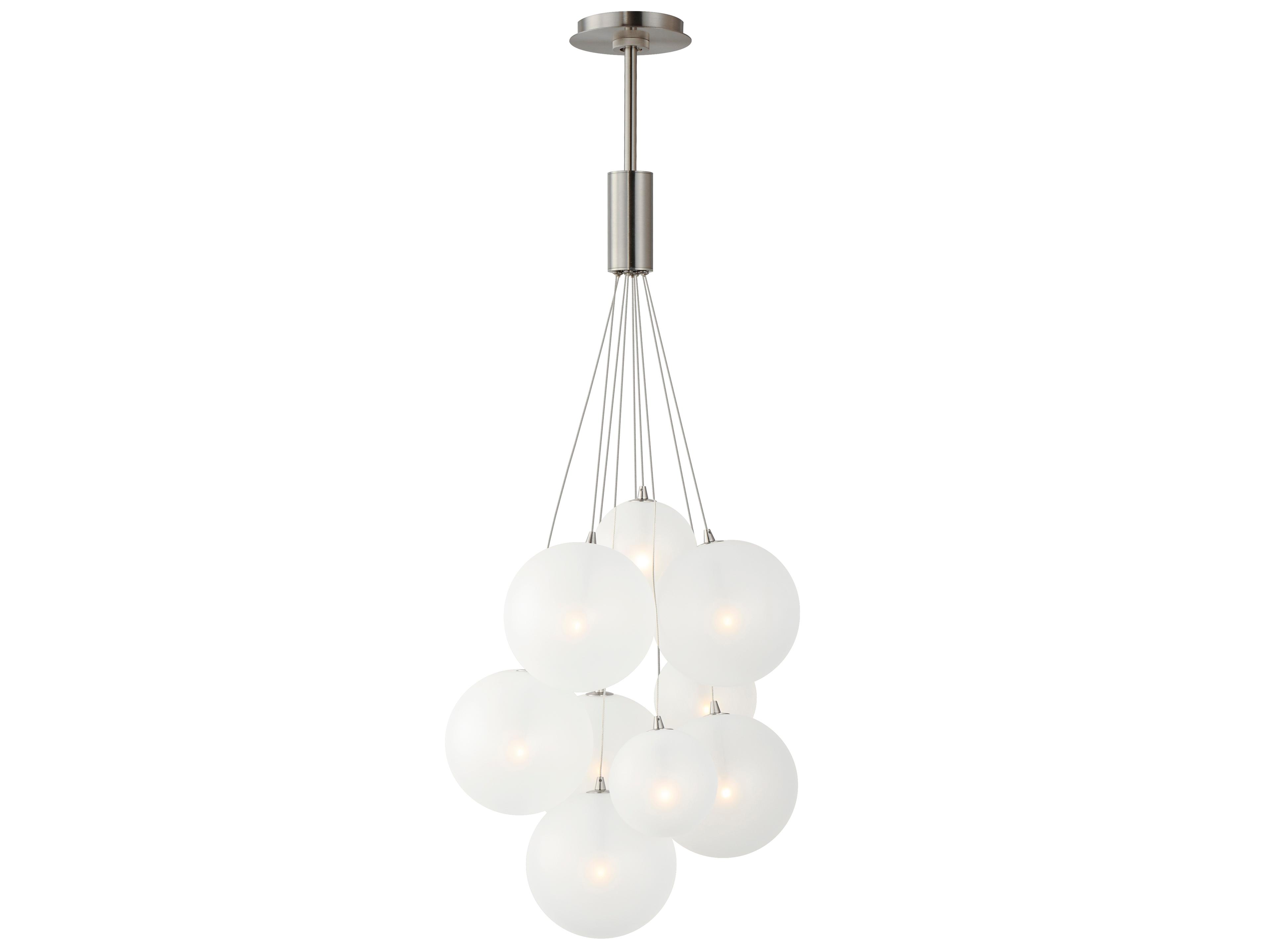 Burst 9-Light Satin Nickel Glass LED Globe Pendant