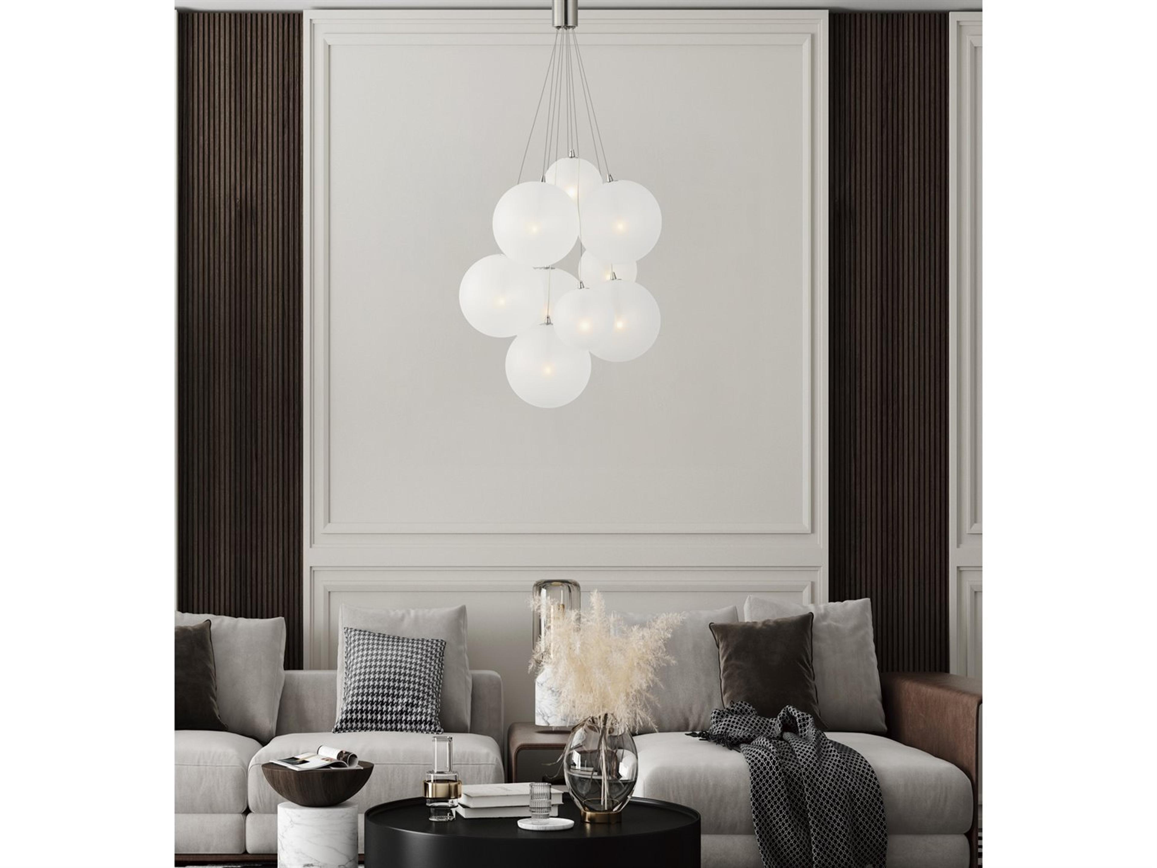 ET2 Burst 9-Light Satin Nickel Glass LED Globe Pendant