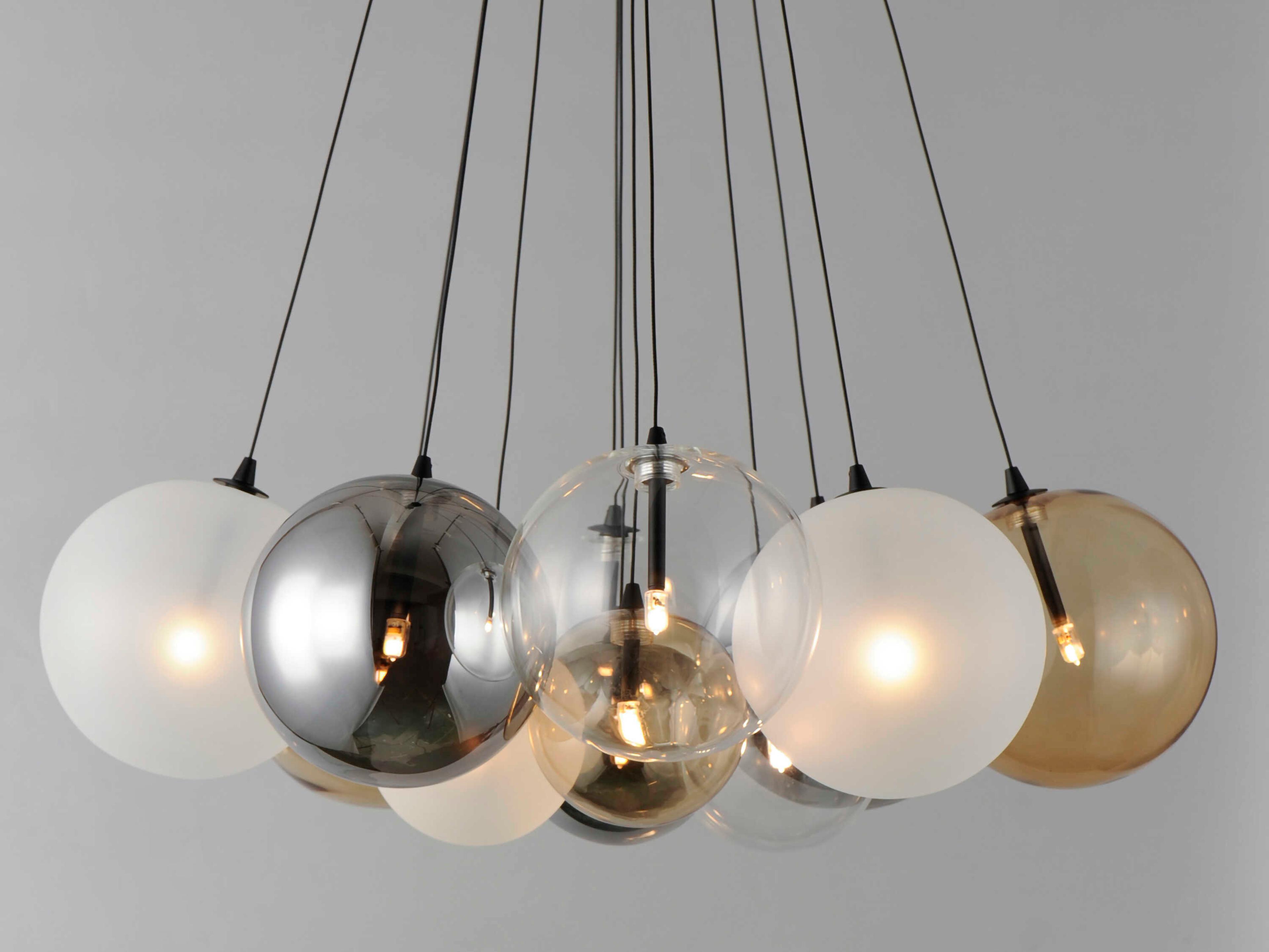 ET2 Burst 12-Light Black Glass LED Globe Pendant