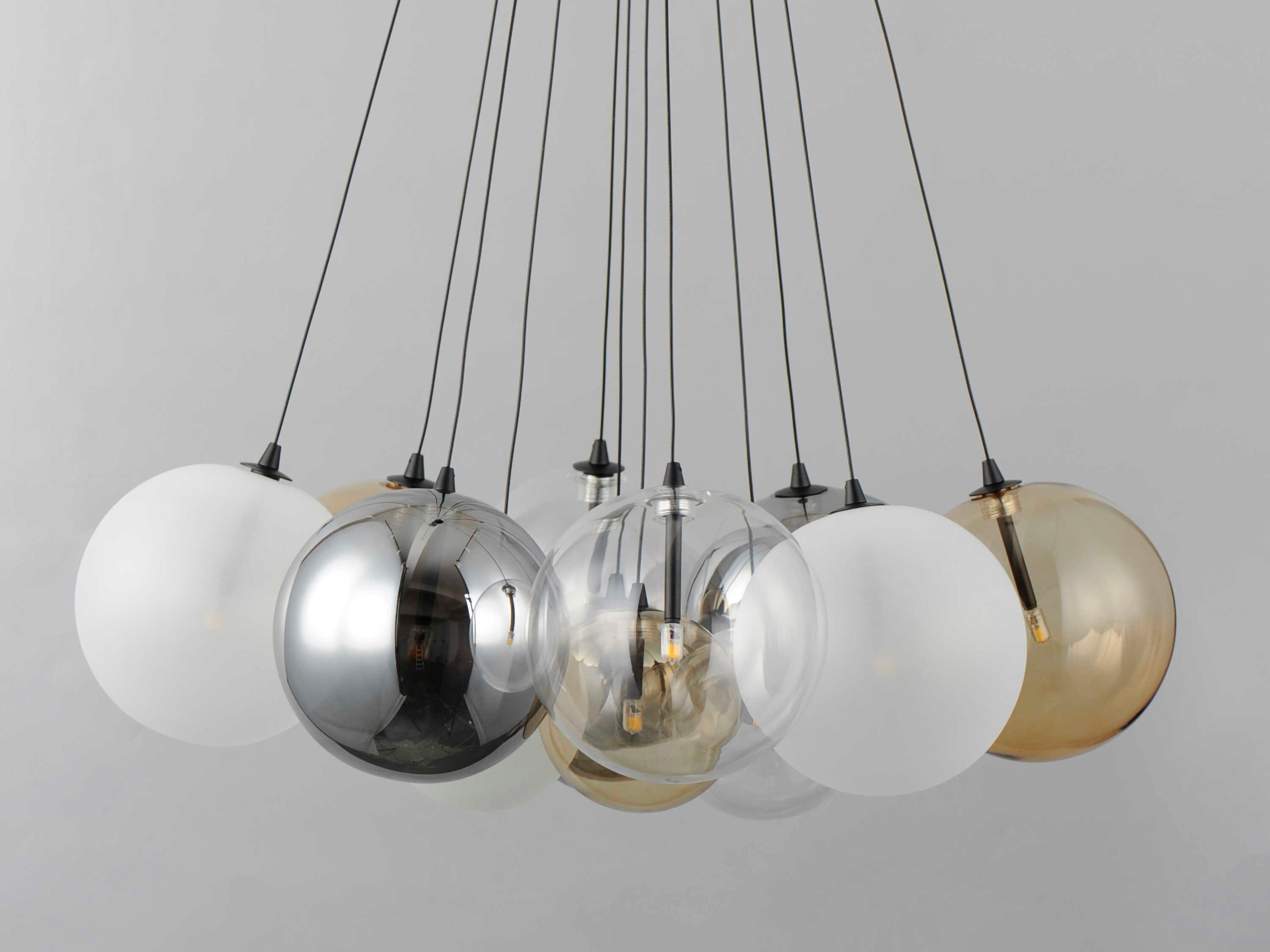 ET2 Burst 12-Light Black Glass LED Globe Pendant