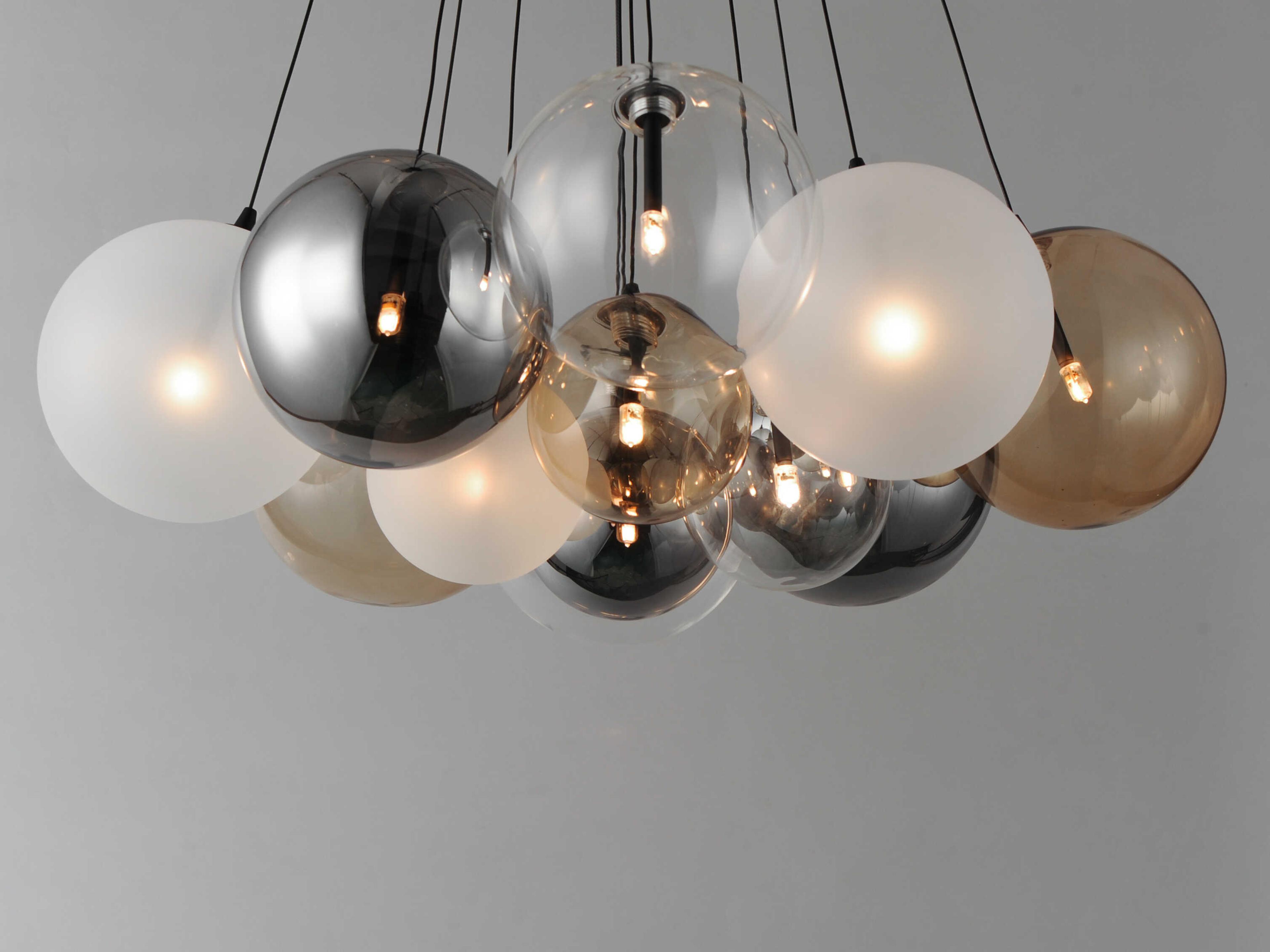 ET2 Burst 12-Light Black Glass LED Globe Pendant