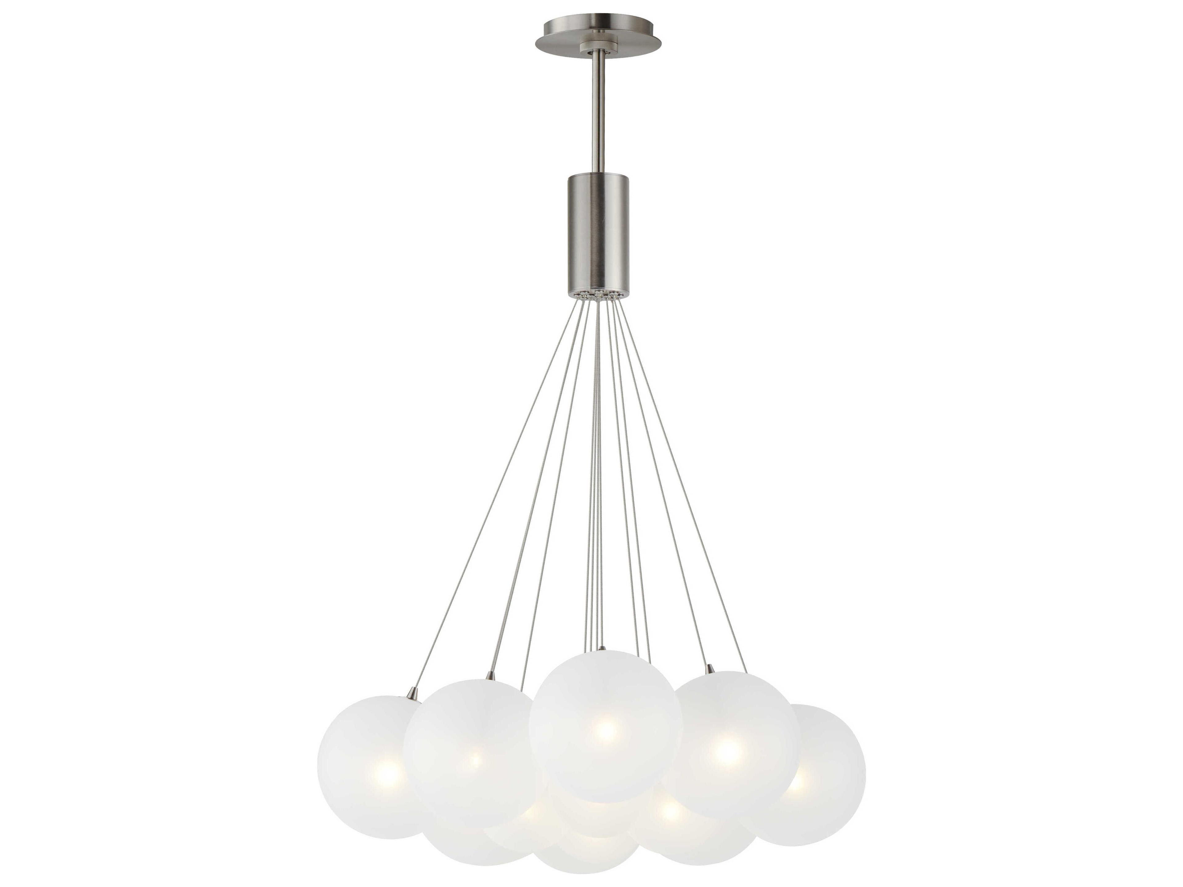 Burst 12-Light Satin Nickel Glass LED Globe Pendant