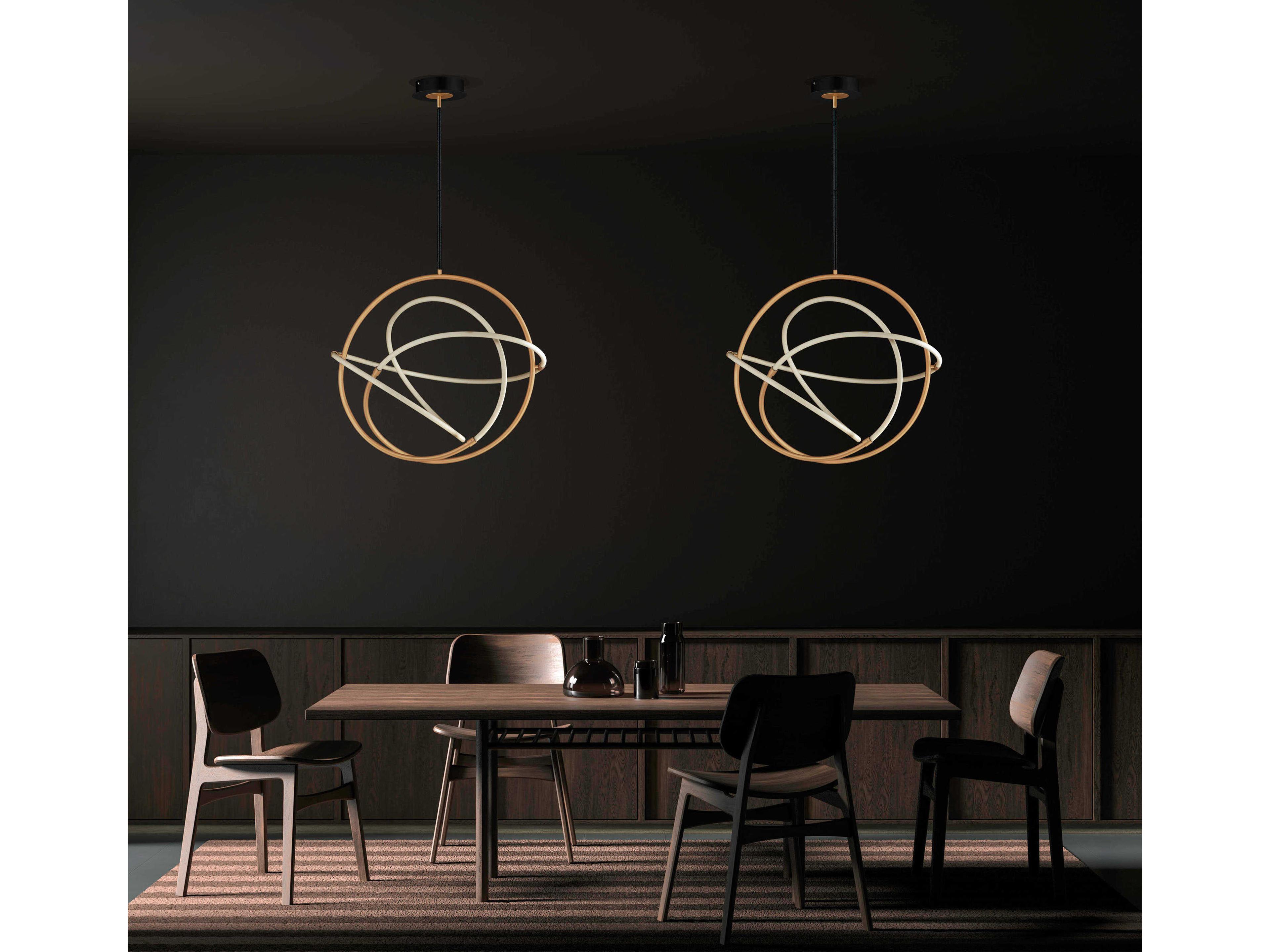 ET2 Mobius 1-Light Black Gold White LED Linear Pendant