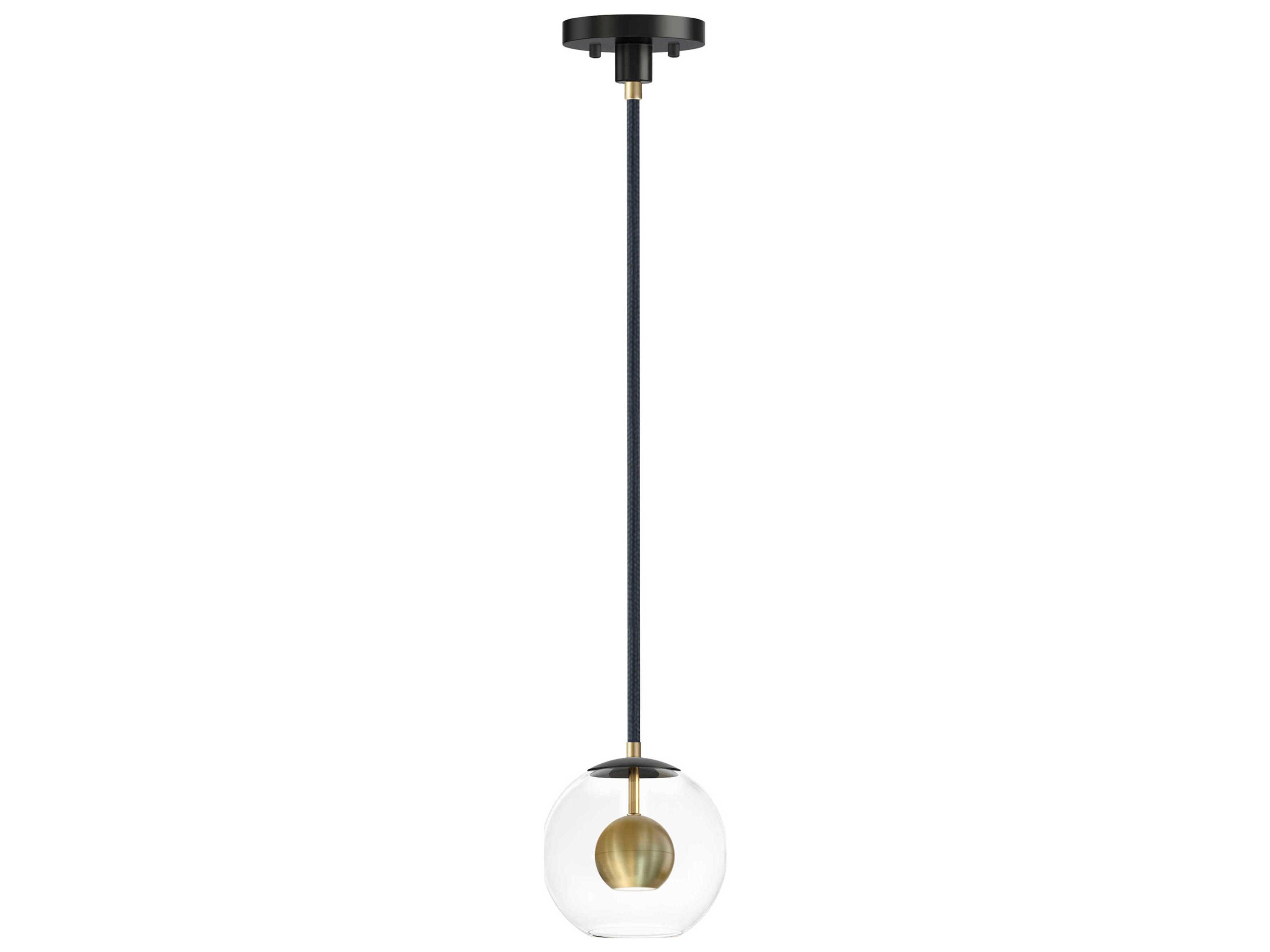 ET2 1-Light Black Natural Aged Brass Glass LED Globe Linear Mini Pendant