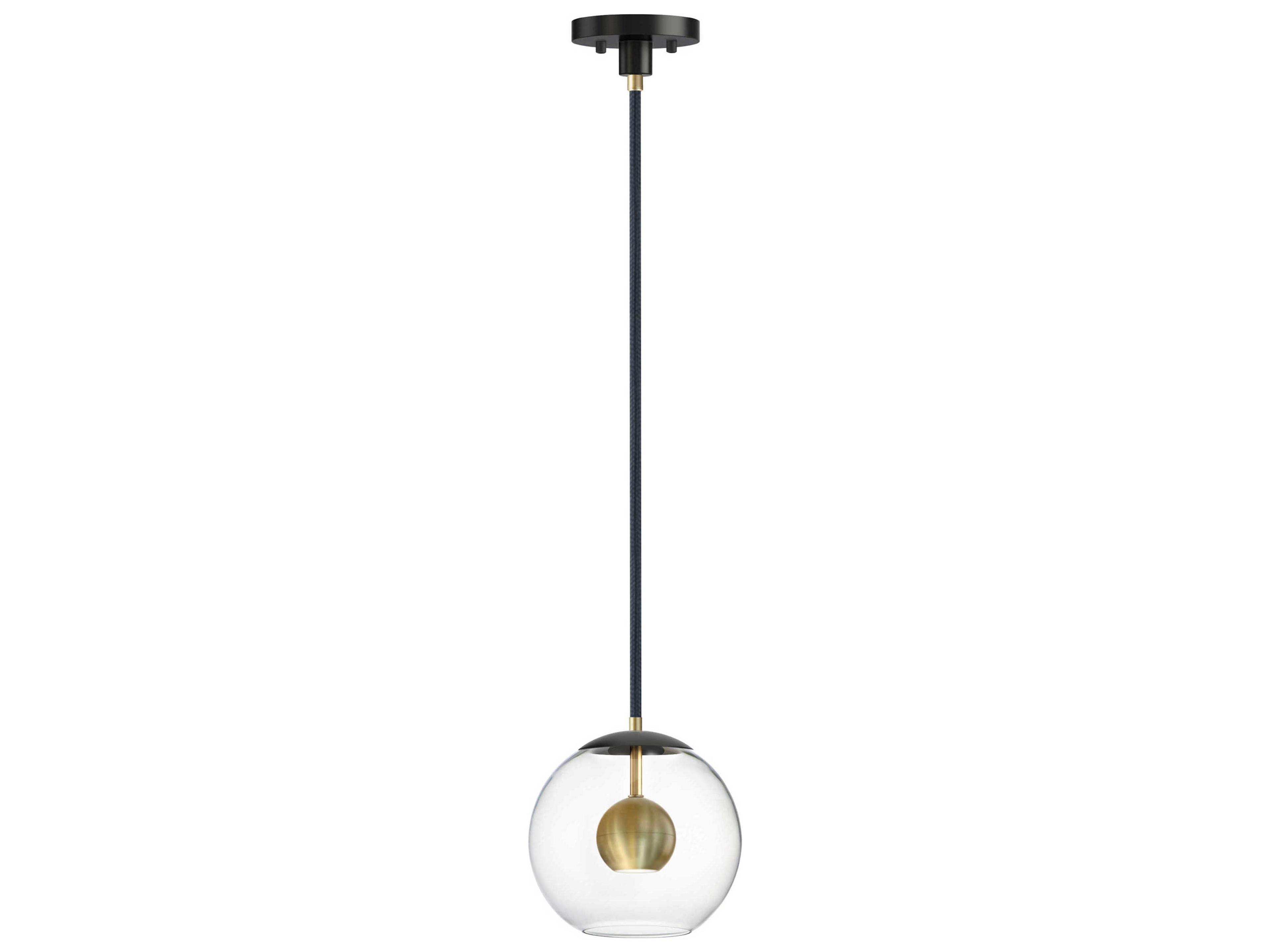1-Light Black Natural Aged Brass Glass LED Globe Linear Mini Pendant