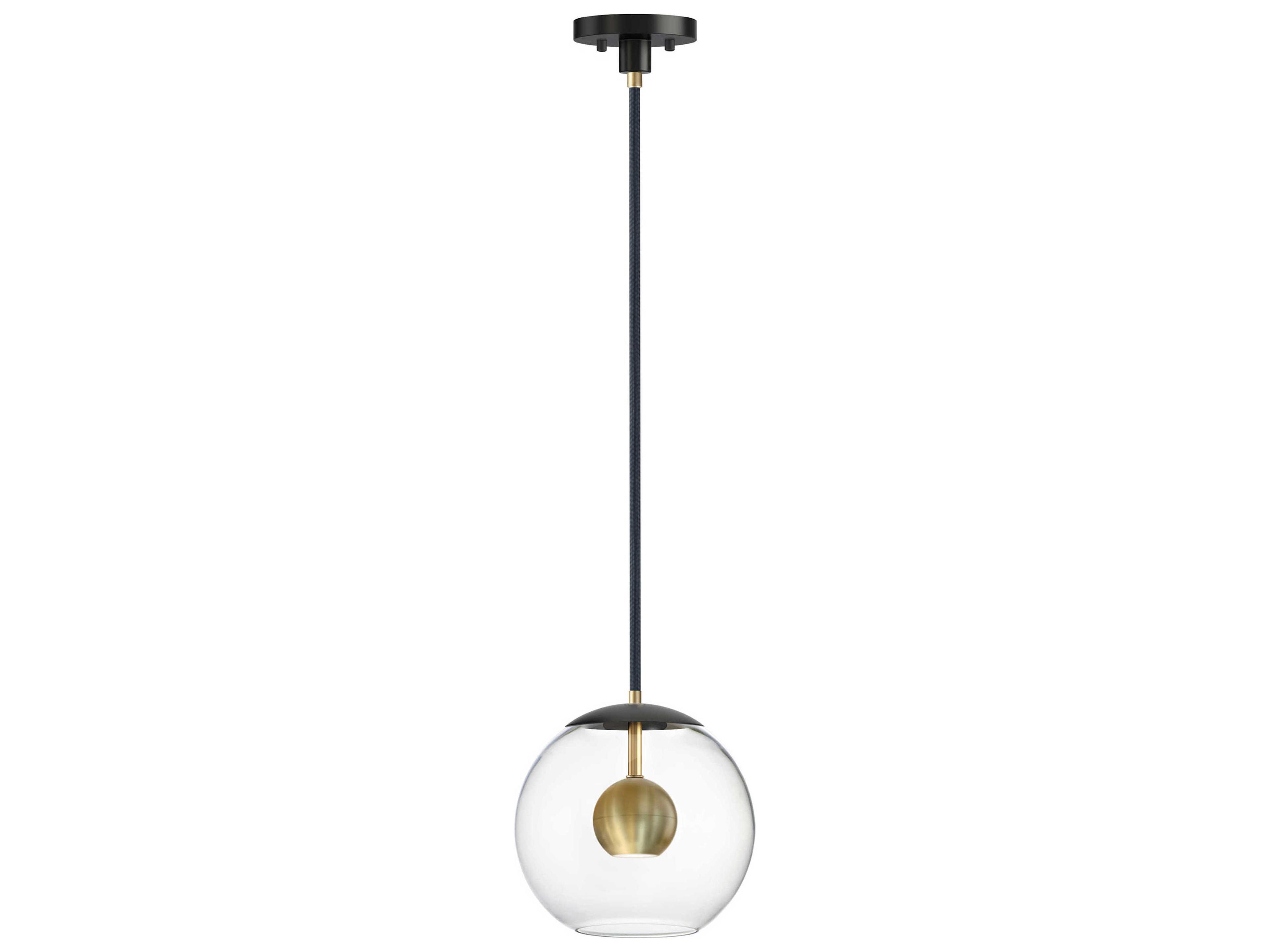 Nucleus LED Pendant in Black and Natural Aged Brass