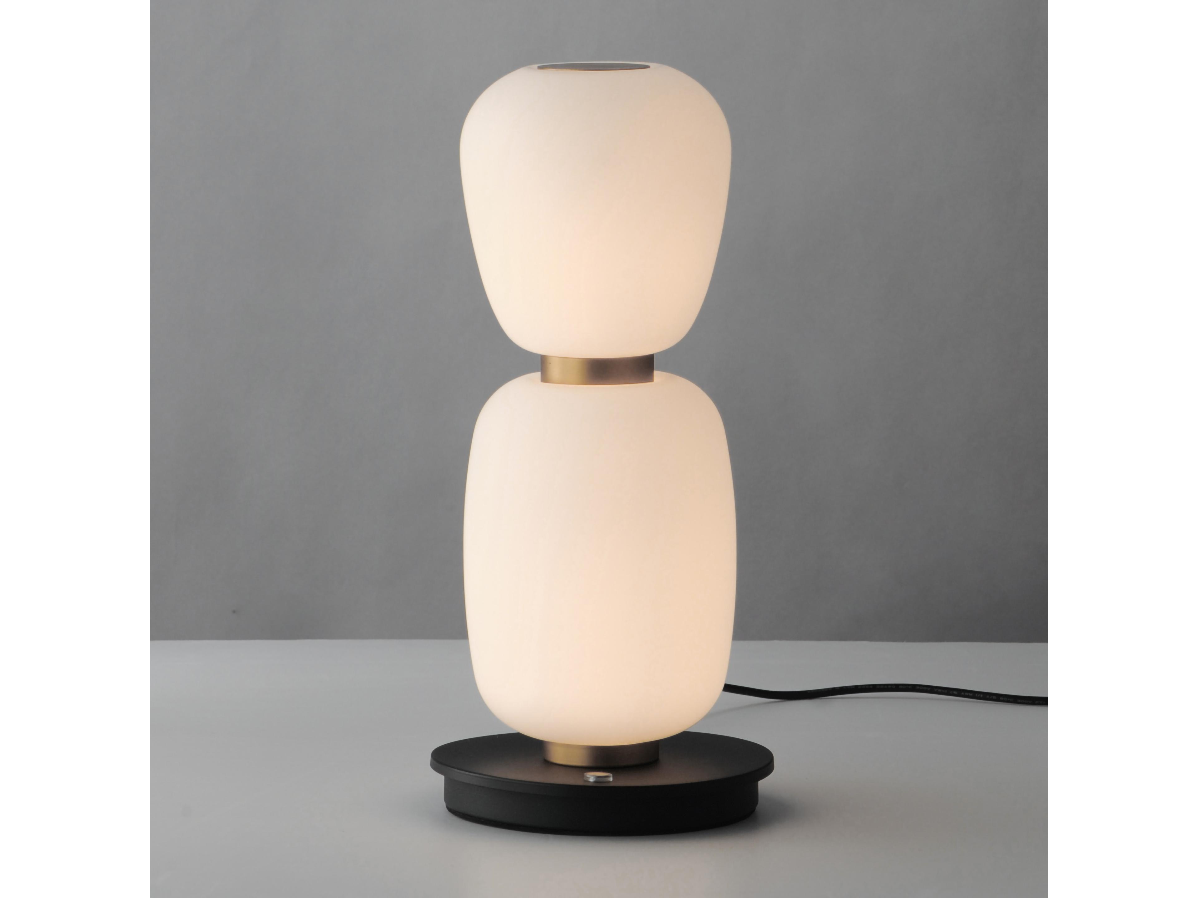 ET2 Soji Black Gold Satin White Glass Table Lamp