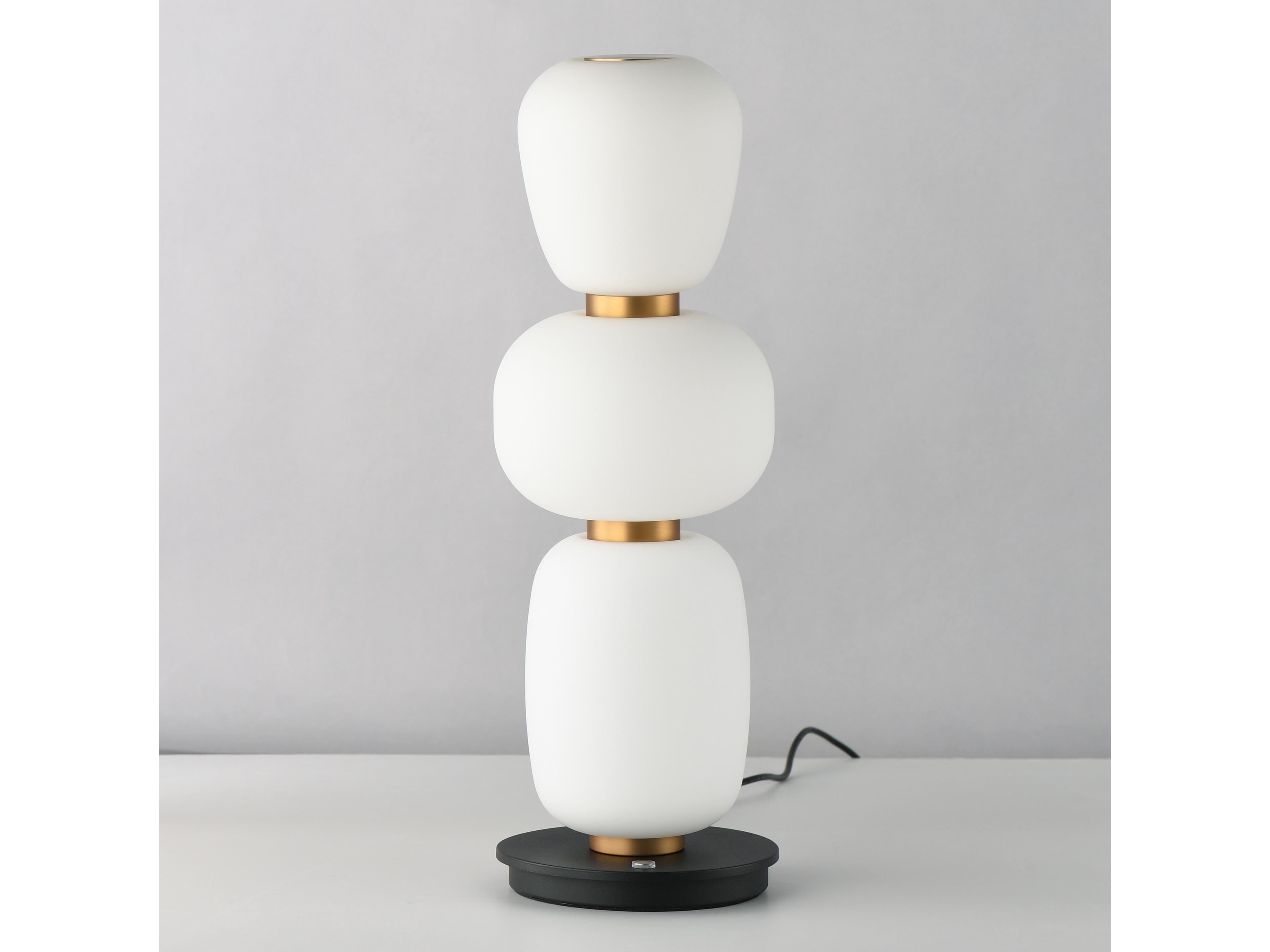 ET2 Soji Black Gold Satin White Glass Table Lamp