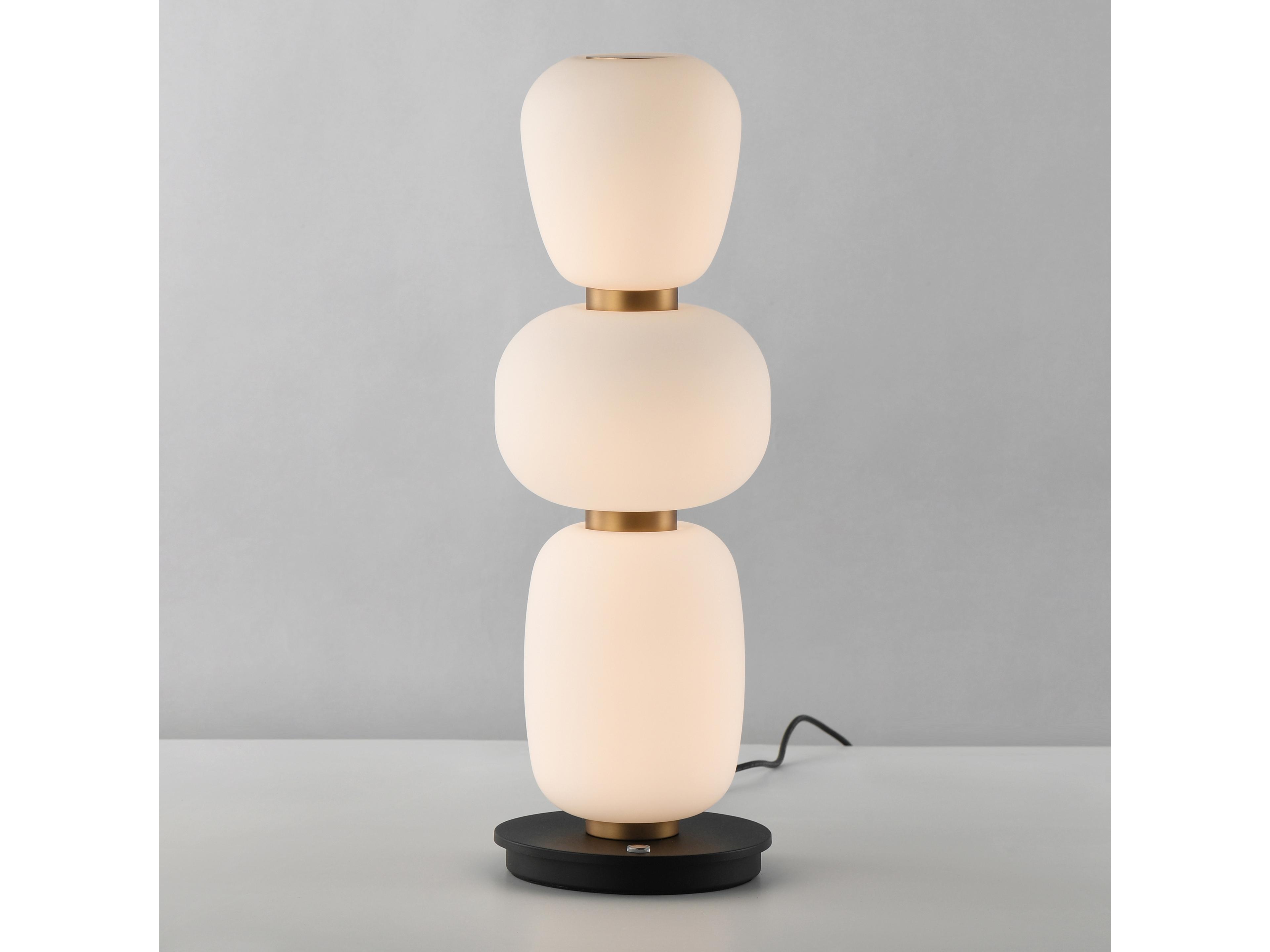 ET2 Soji Black Gold Satin White Glass Table Lamp