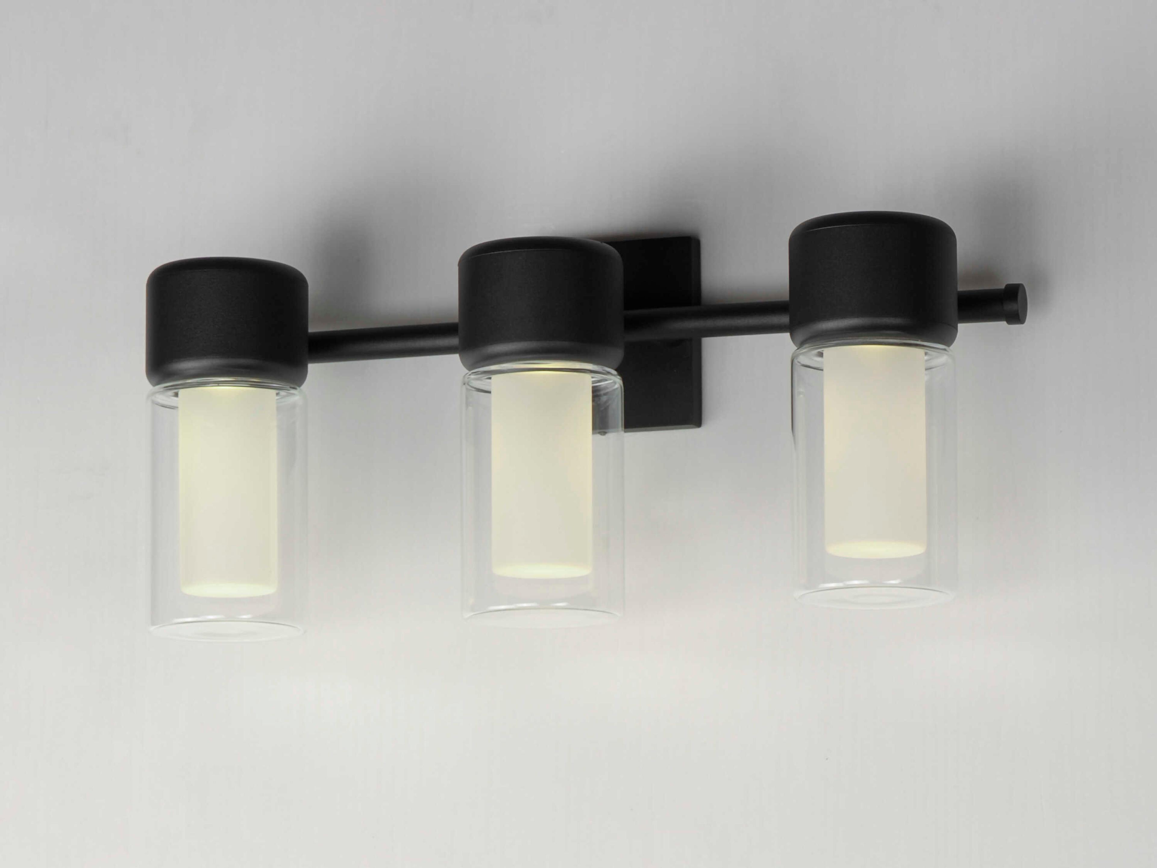 ET2 Dram 3-Light Black Glass LED Vanity Light