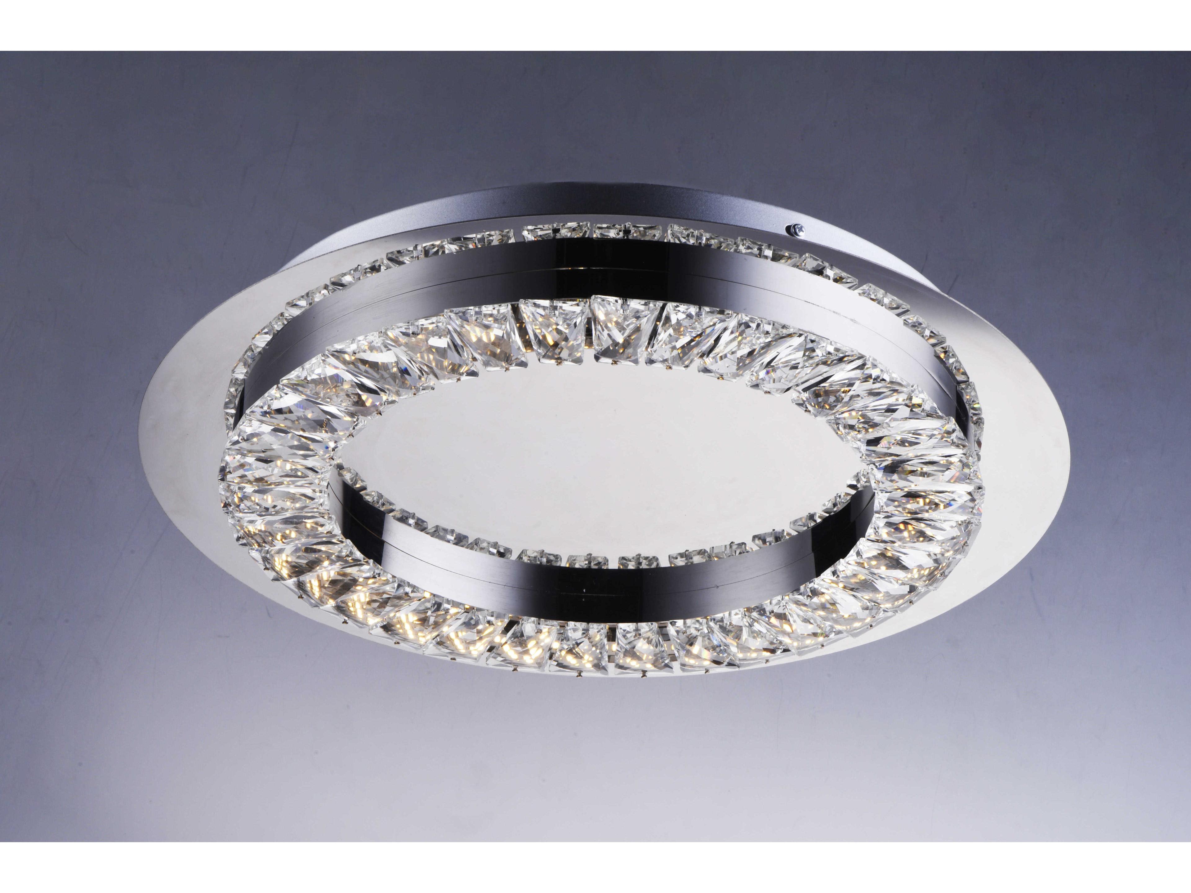 ET2 Charm Polished Chrome Crystal Glass Round Flush Mount
