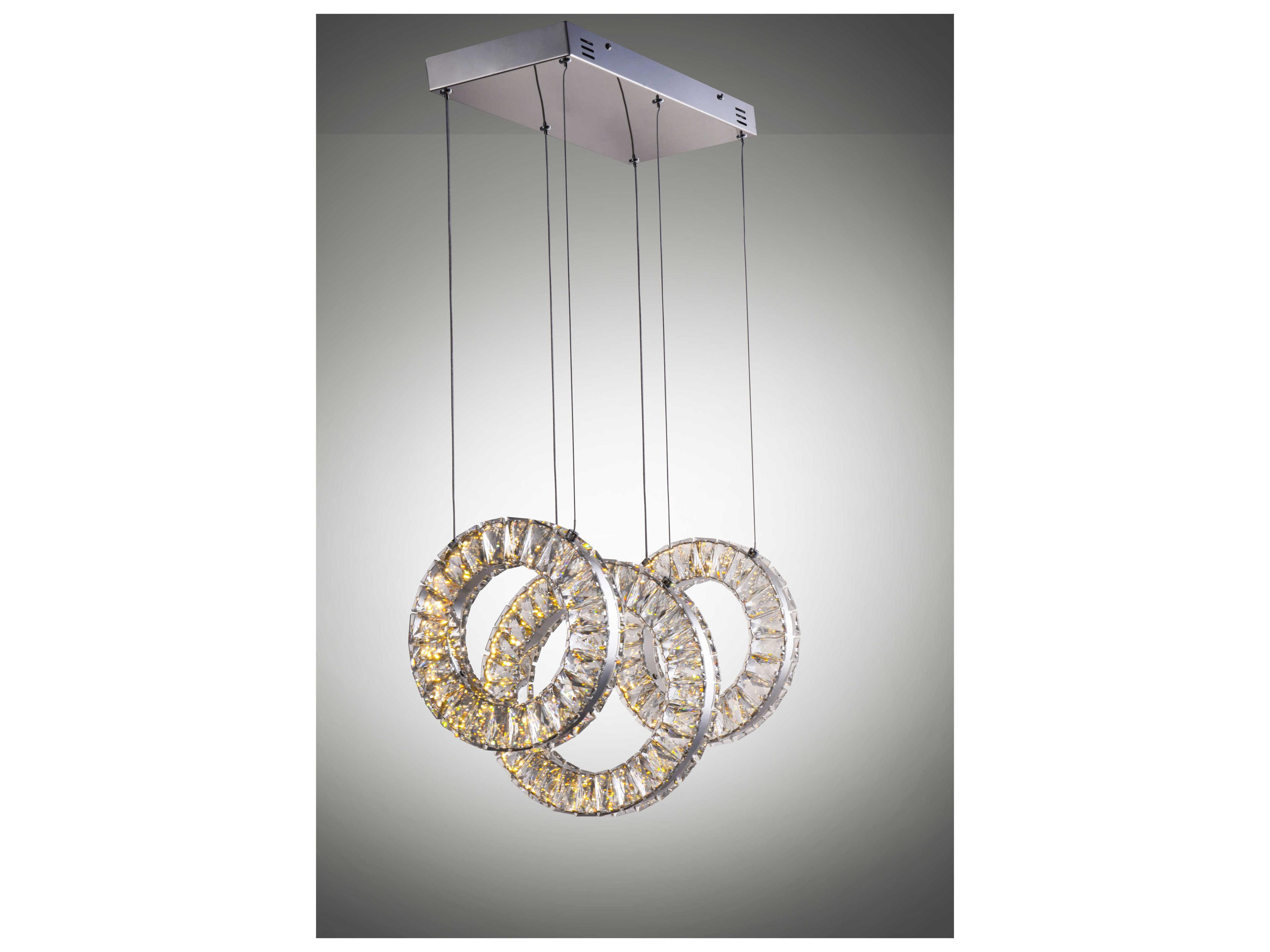 ET2 Charm 3-Light Polished Chrome Crystal LED Linear Round Island Pendant