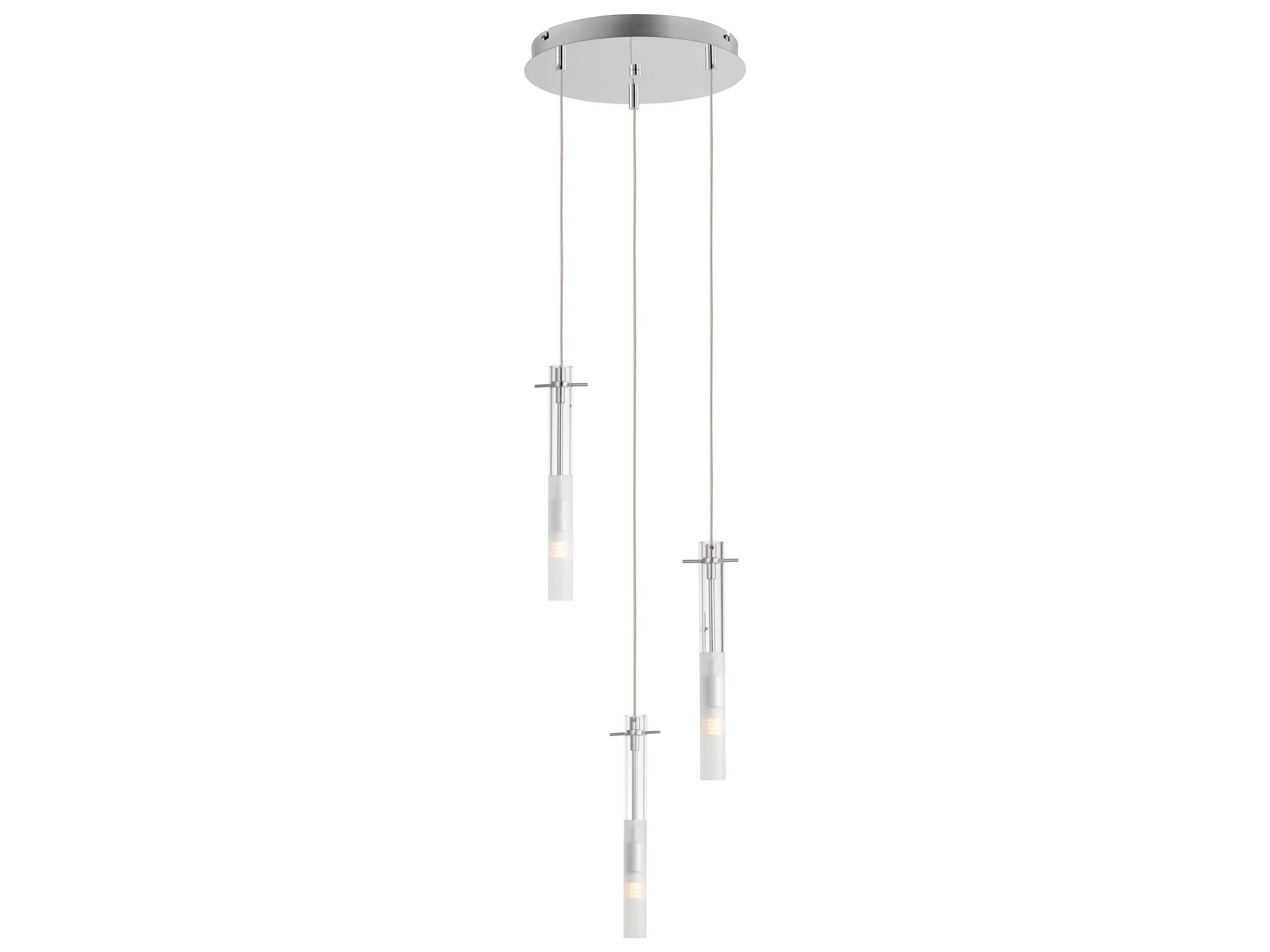 Pipette 3-Light Polished Chrome Glass LED Cylinder Linear Pendant