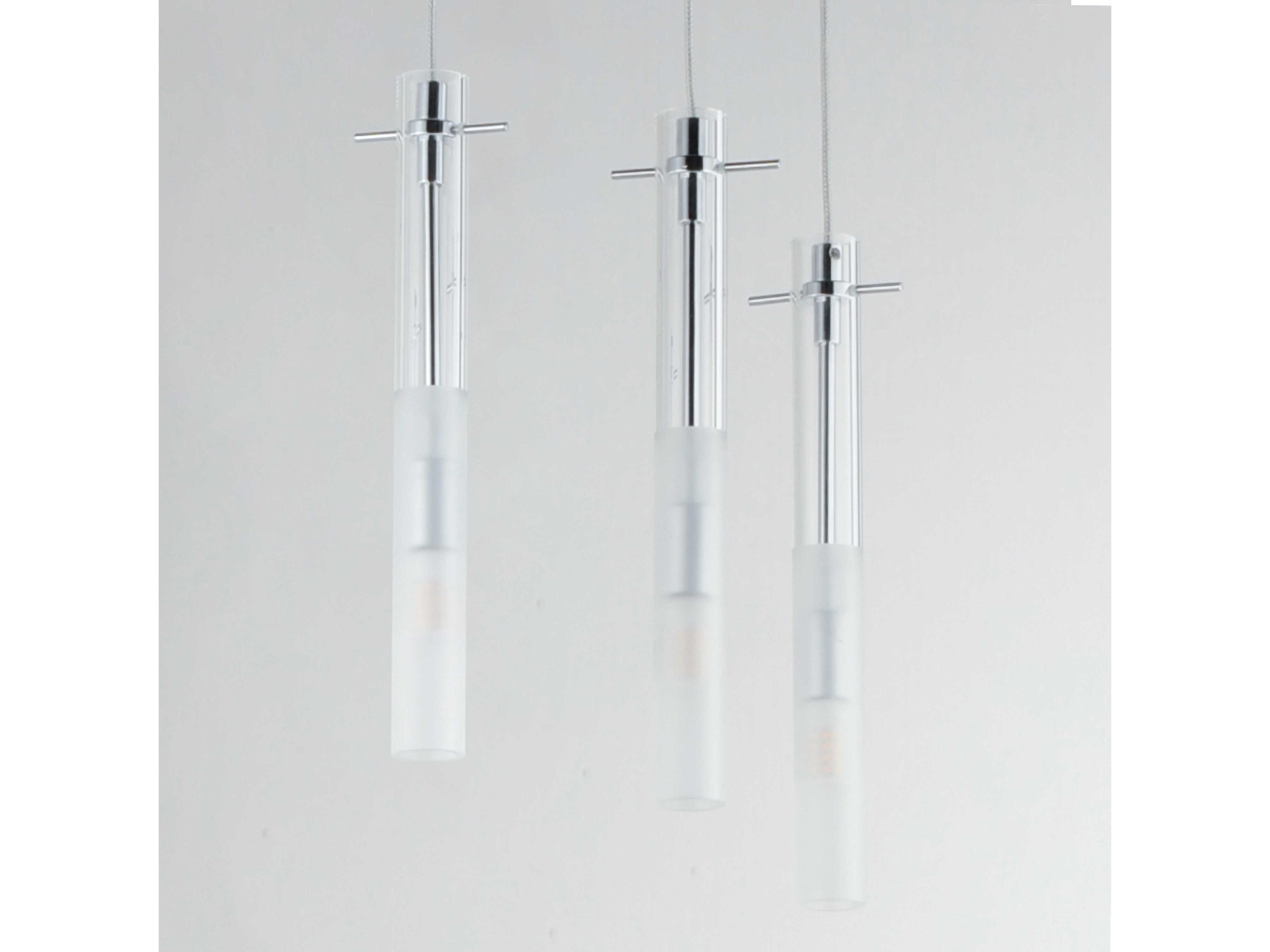 ET2 Pipette 3-Light Polished Chrome Glass LED Cylinder Linear Pendant