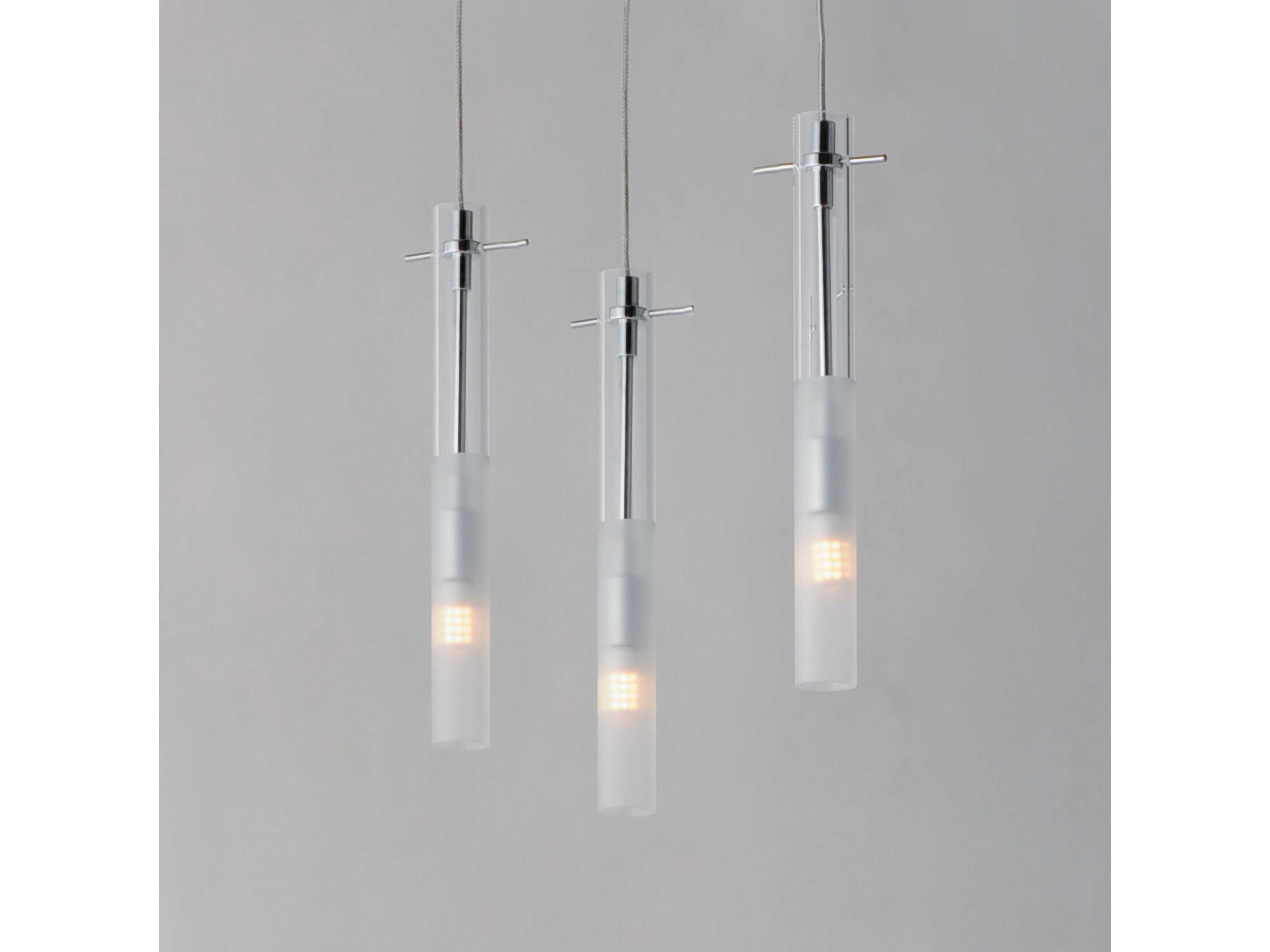ET2 Pipette 3-Light Polished Chrome Glass LED Cylinder Linear Pendant
