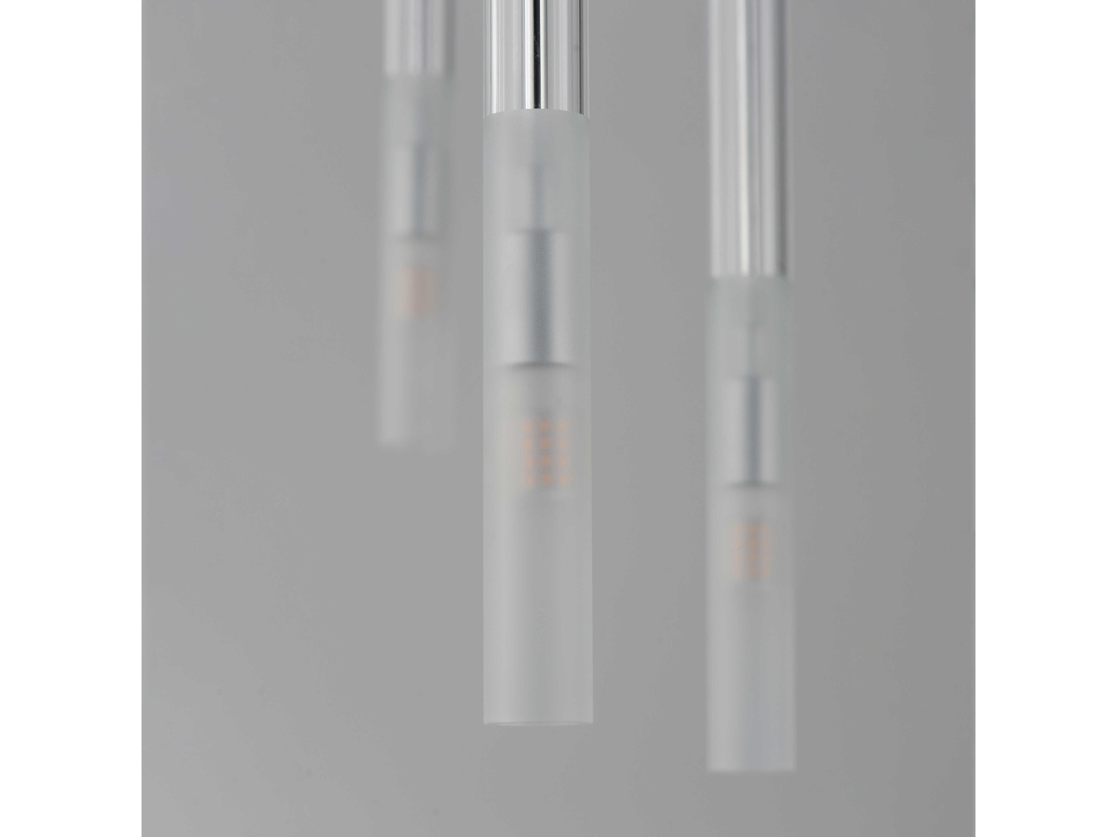 ET2 Pipette 3-Light Polished Chrome Glass LED Cylinder Linear Pendant