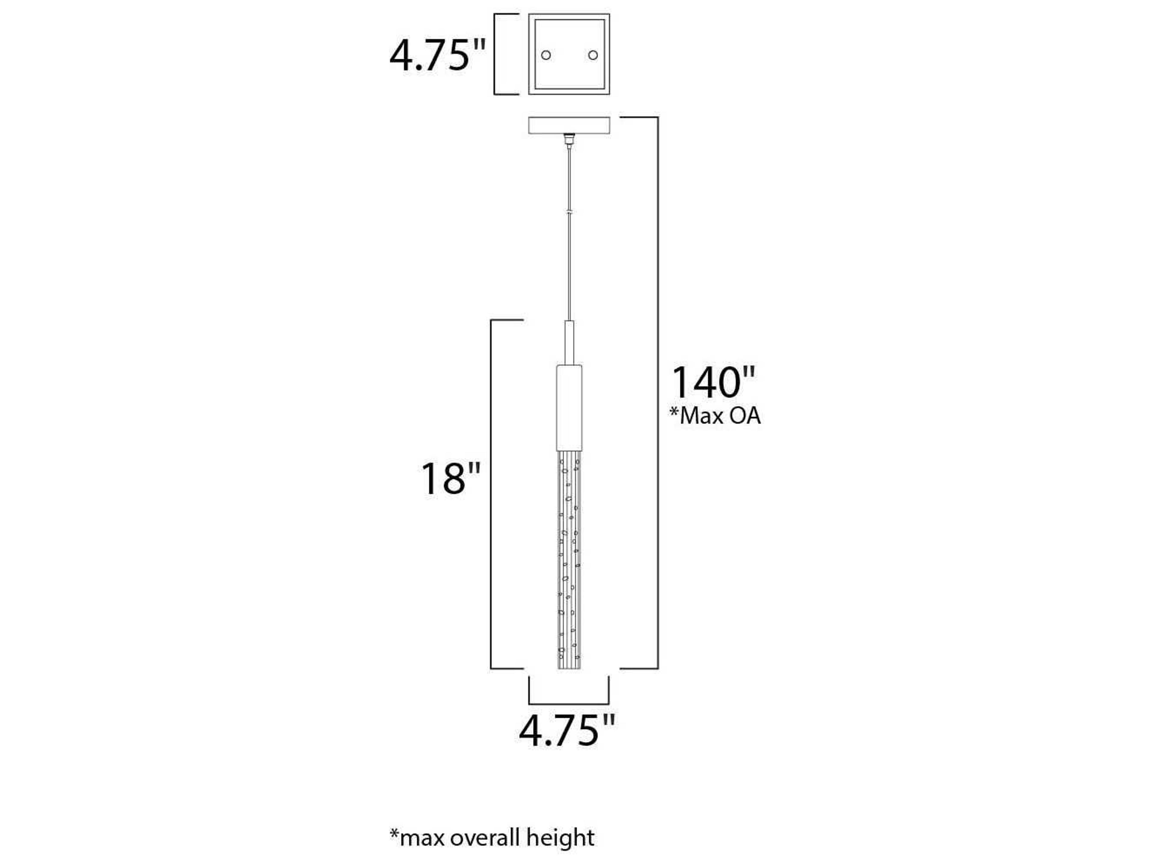 ET2 1-Light Black Chrome Glass LED Cylinder Pendant