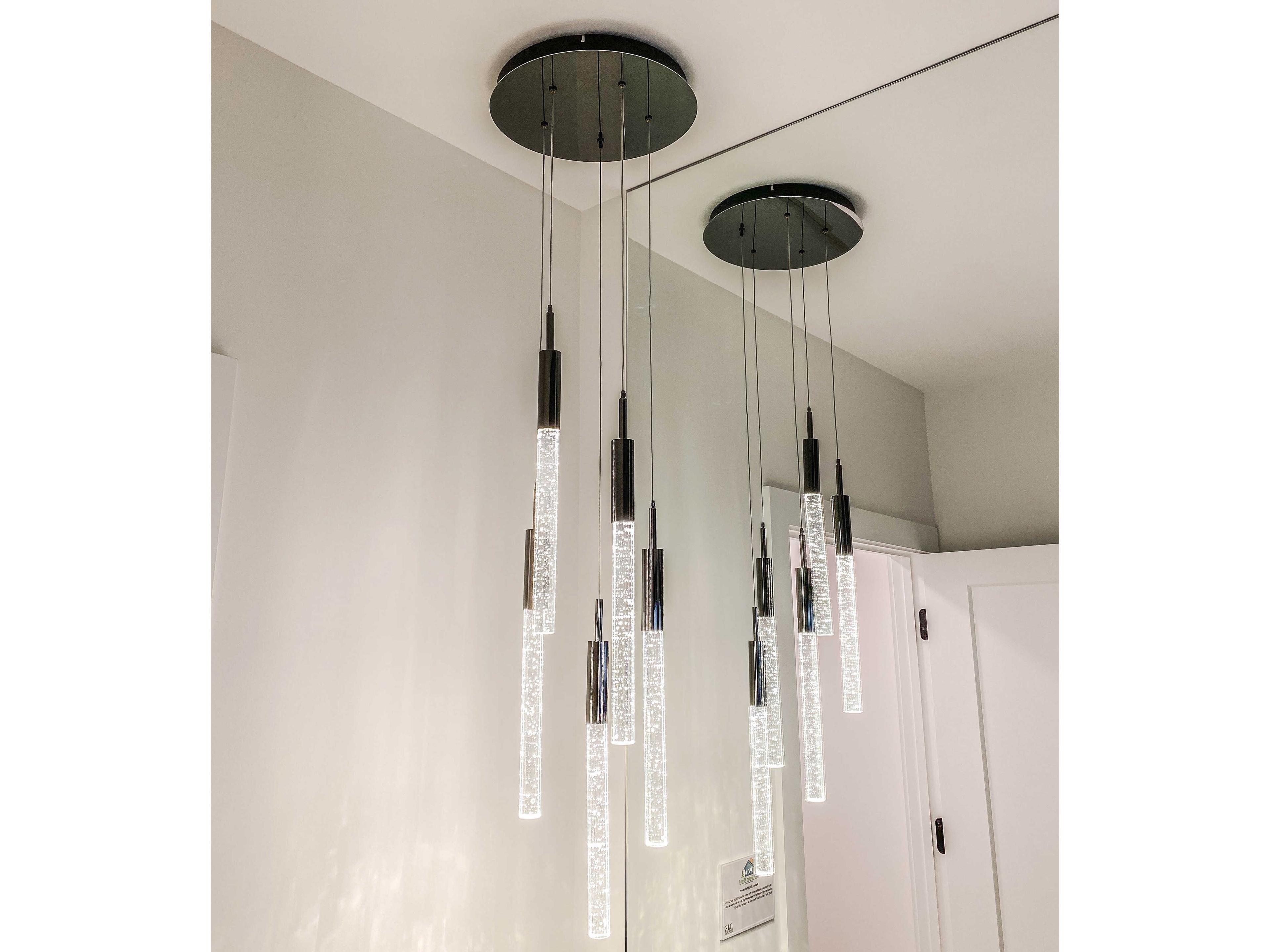 ET2 Scepter 5-Light Black Chrome Glass LED Cylinder Tiered Pendant