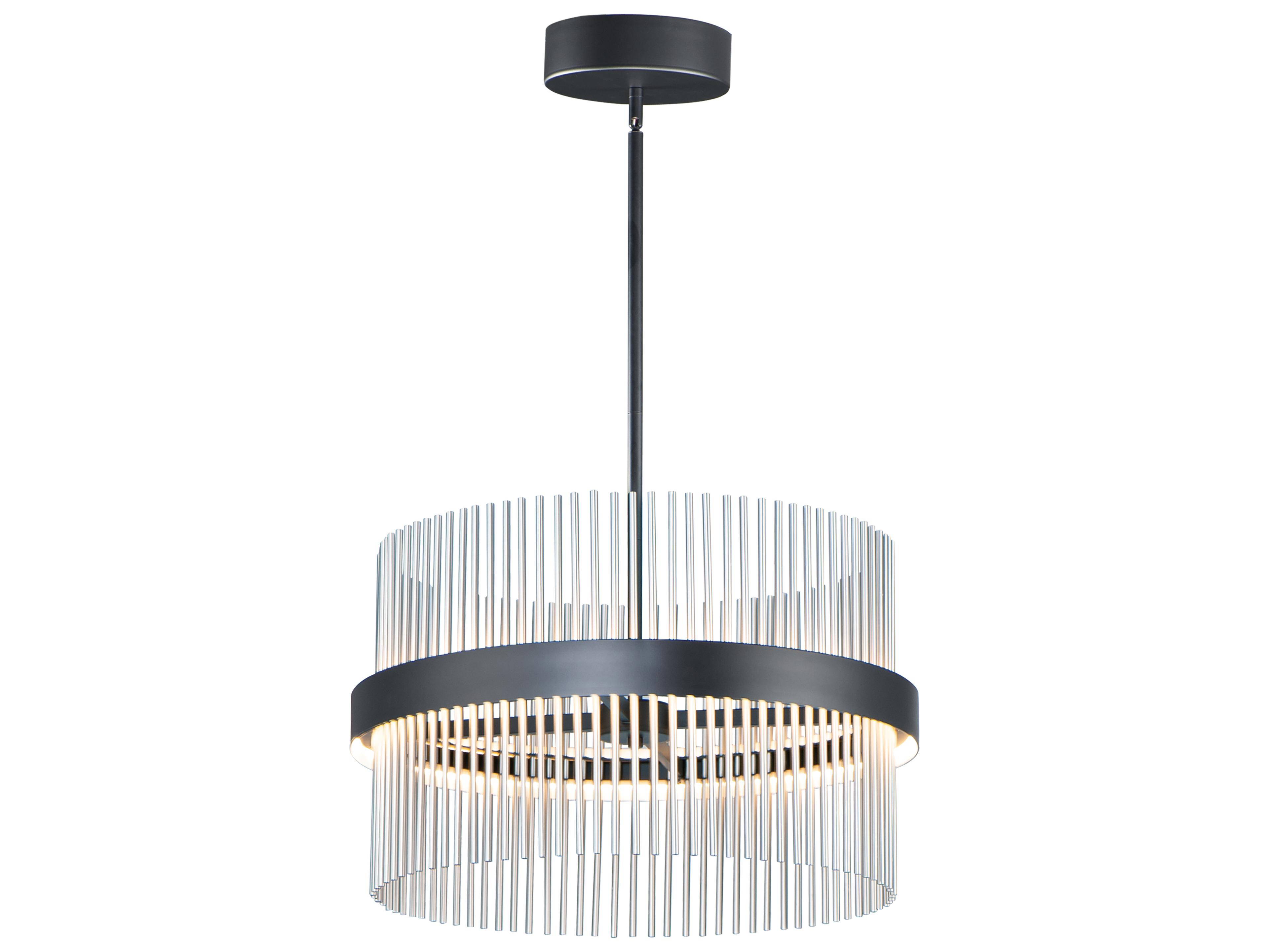 Chimes 2-Light Black Satin Nickel Drum Pendant