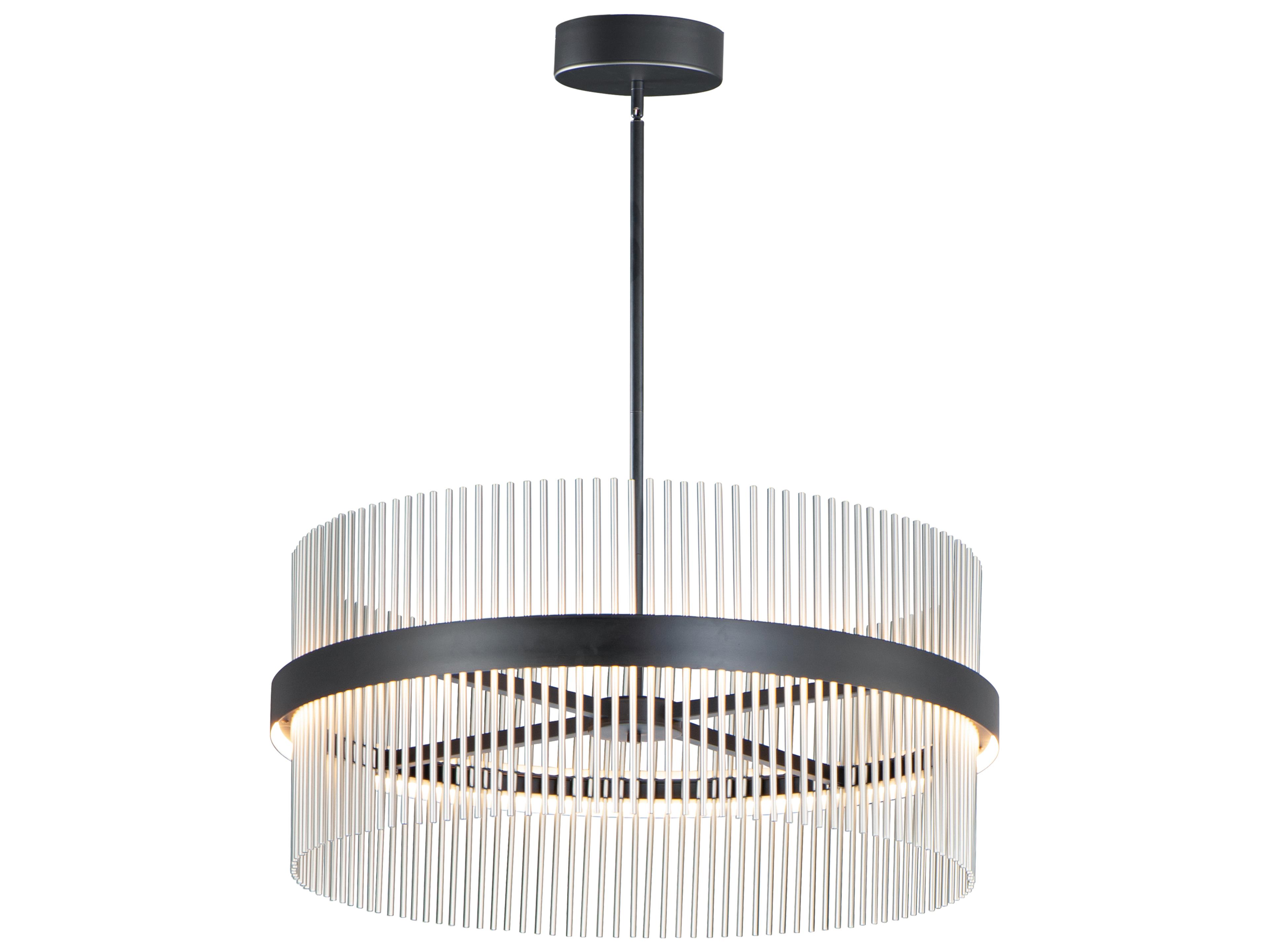 Chimes 2-Light Black Satin Nickel Drum Pendant