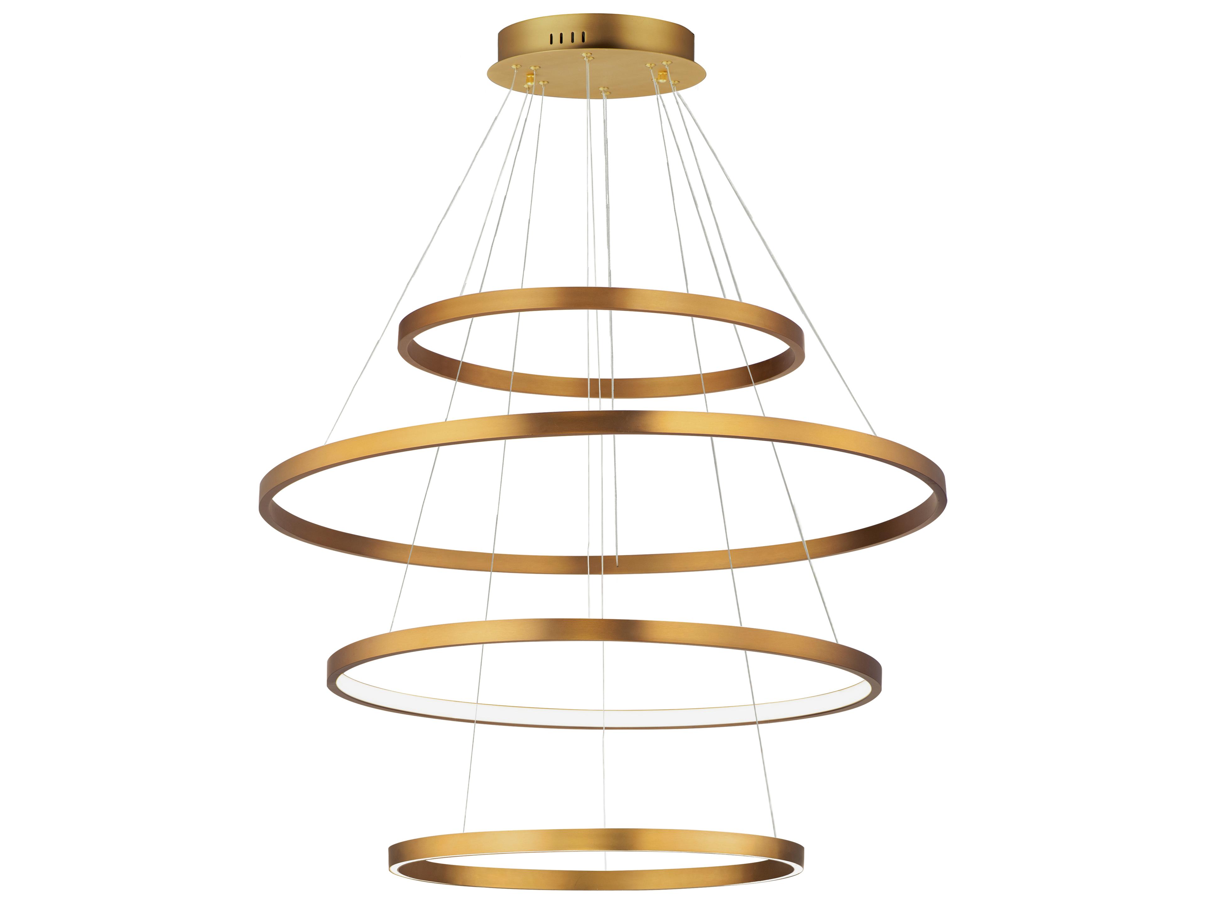 Groove 4-Light Gold Round Tiered Pendant