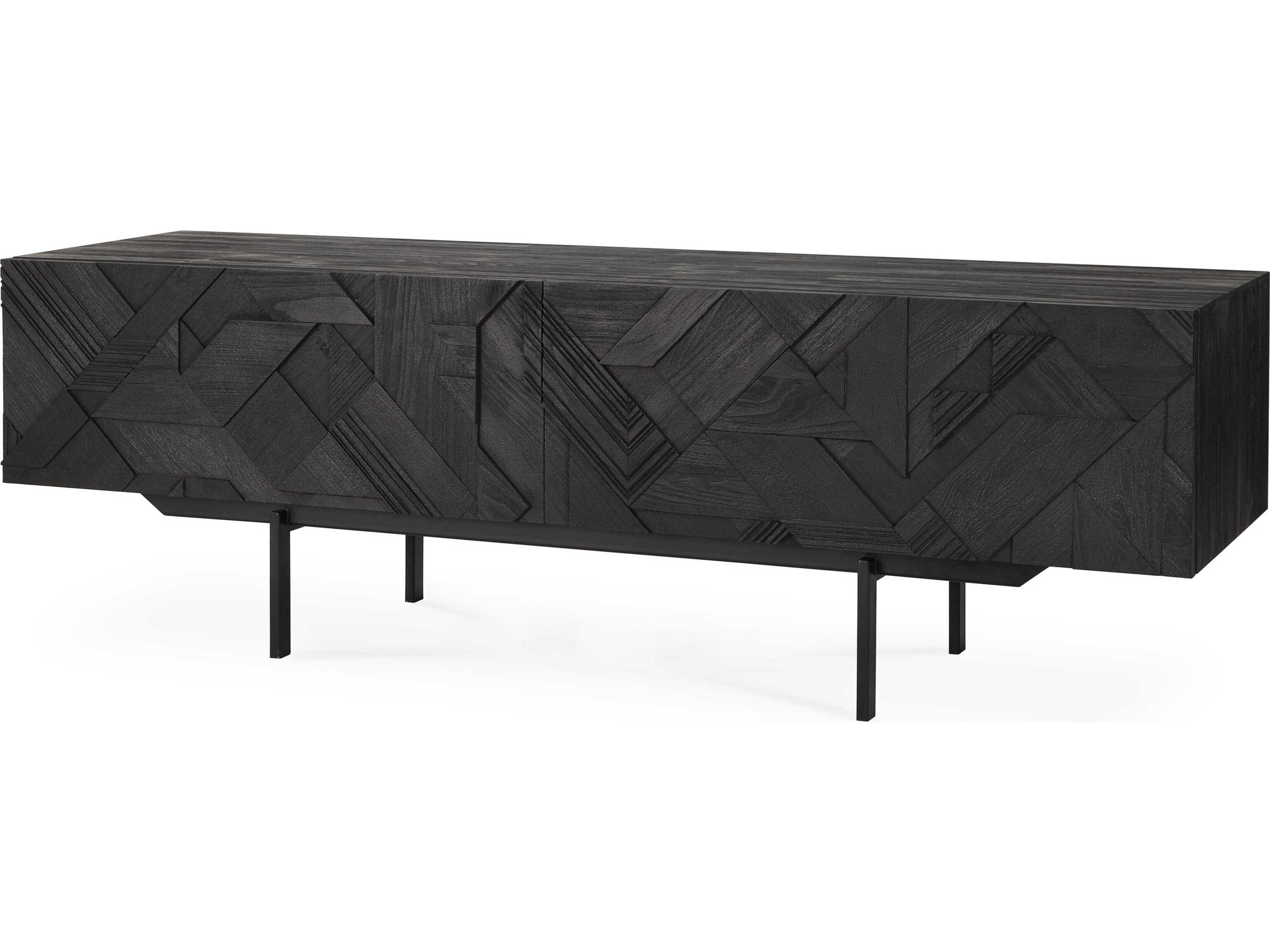 Graphic Teak Black Tv Cupboard