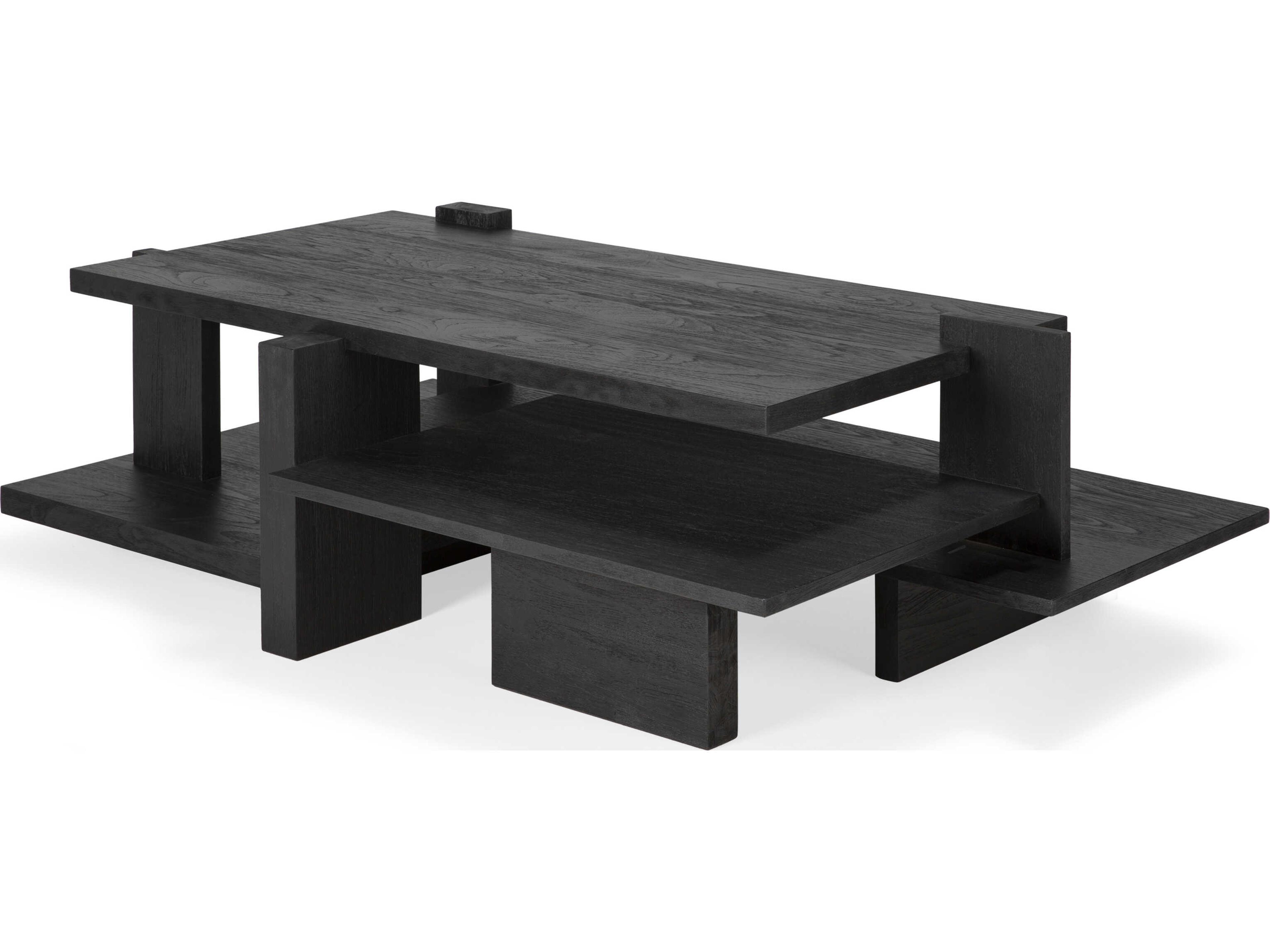 Abstract Teak Black Coffee Table