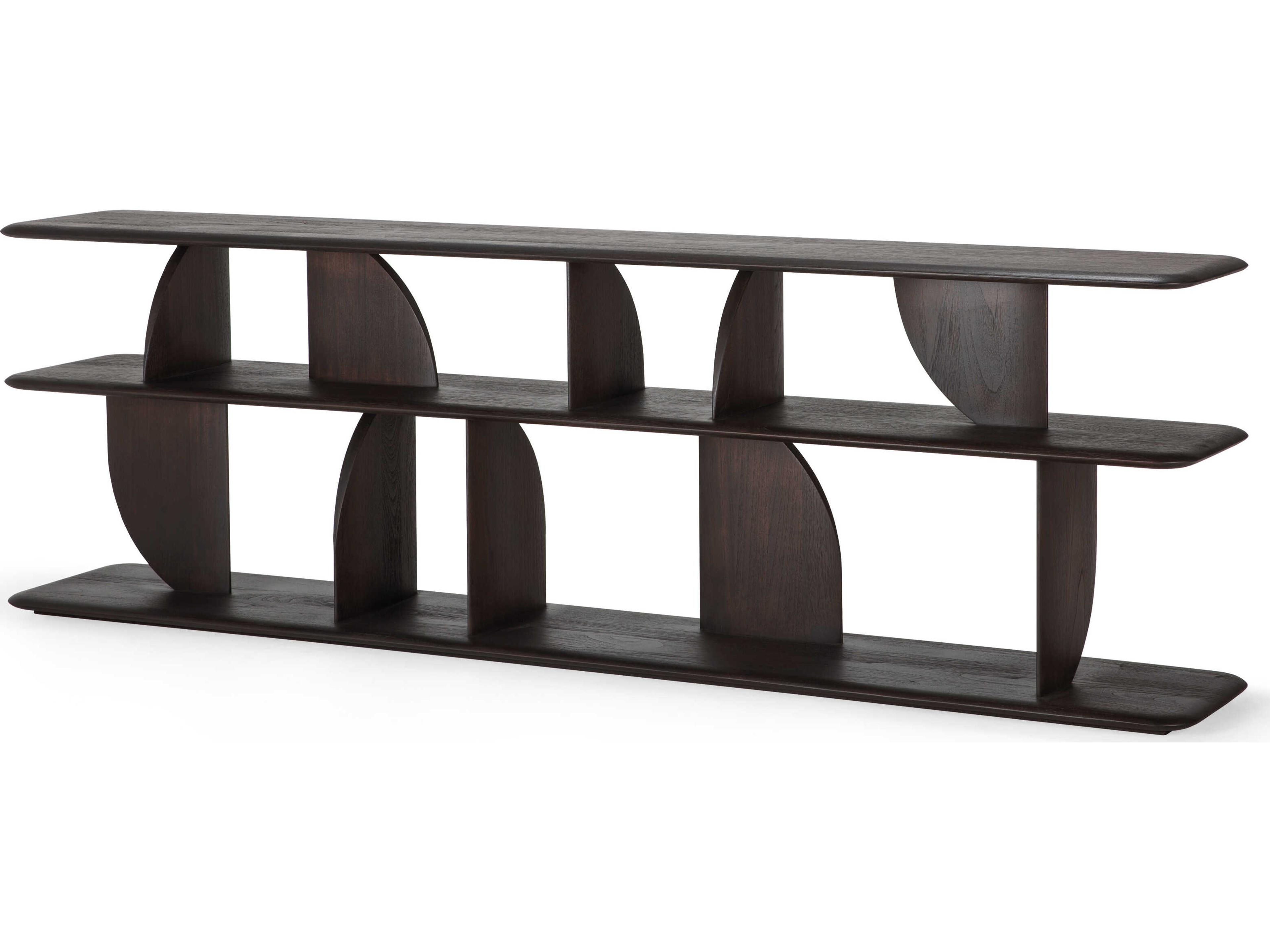 Geometric Sofa Console in Dark Teak