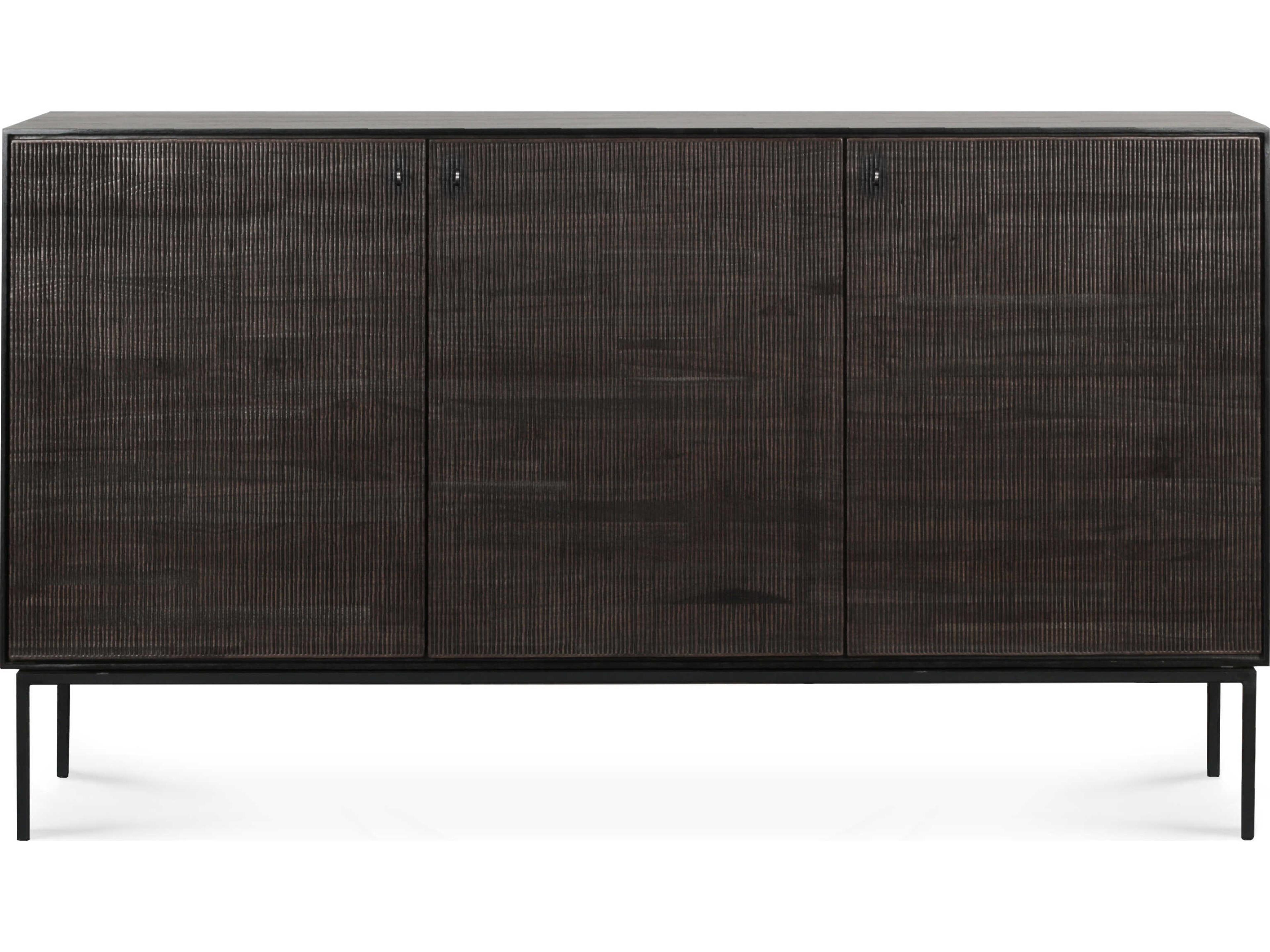 Ethnicraft Grooves Teak Black Sideboard