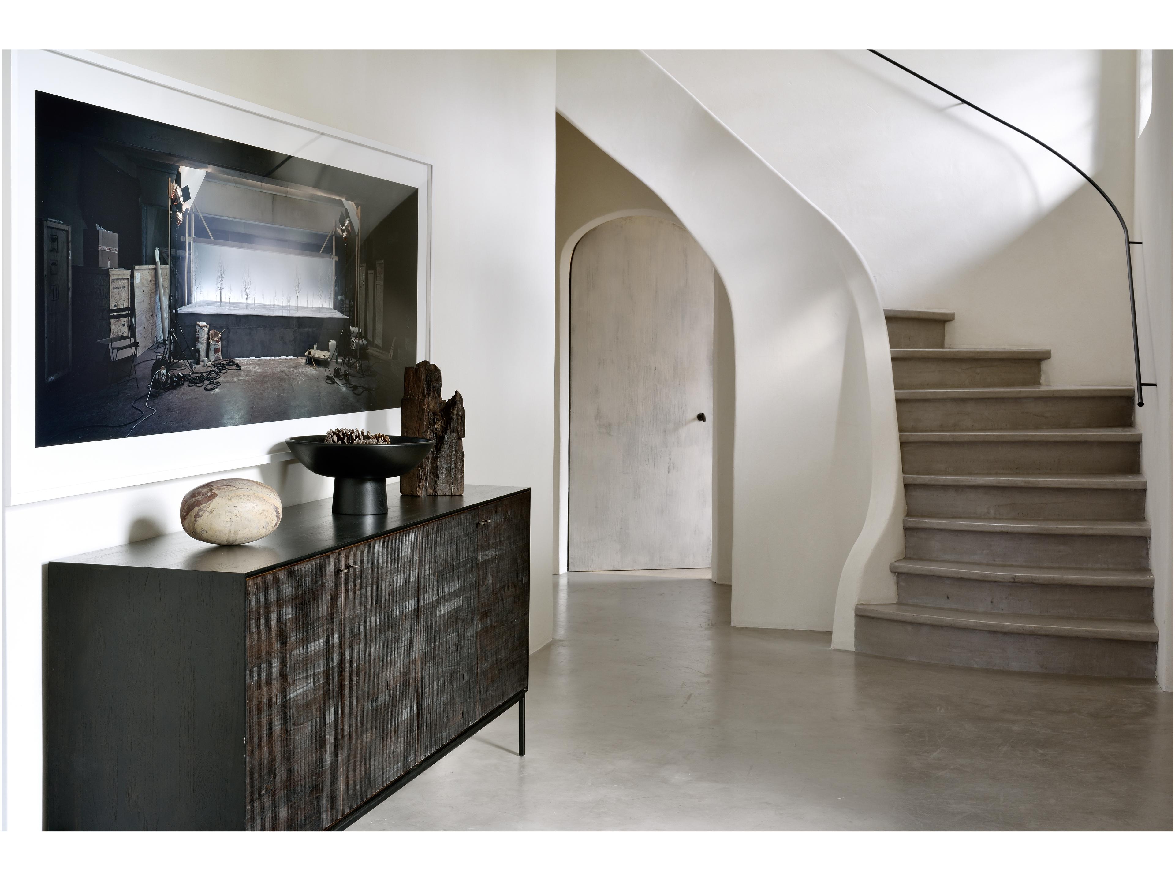 Ethnicraft Grooves Teak Black Sideboard