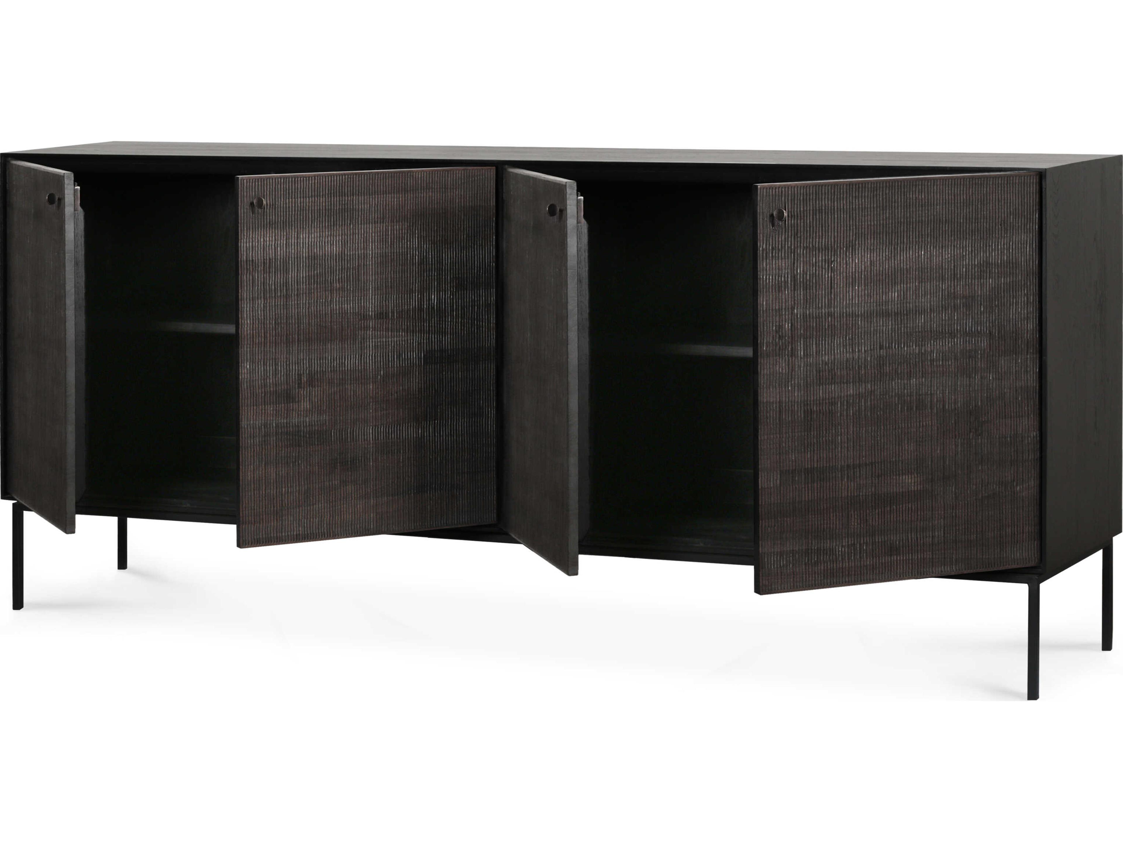 Ethnicraft Grooves Teak Black Sideboard