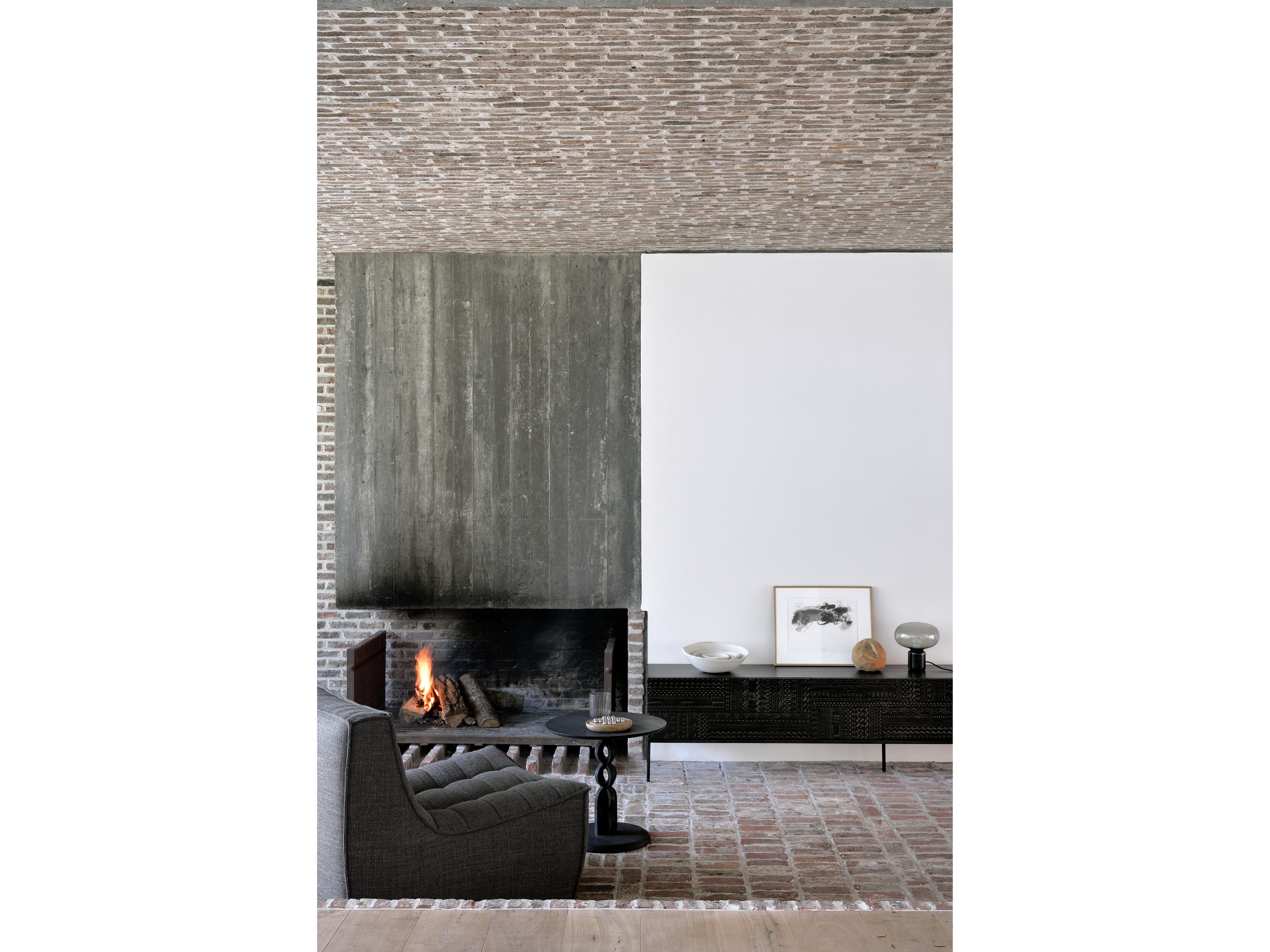 Ethnicraft Grooves Teak Black Tv Cupboard