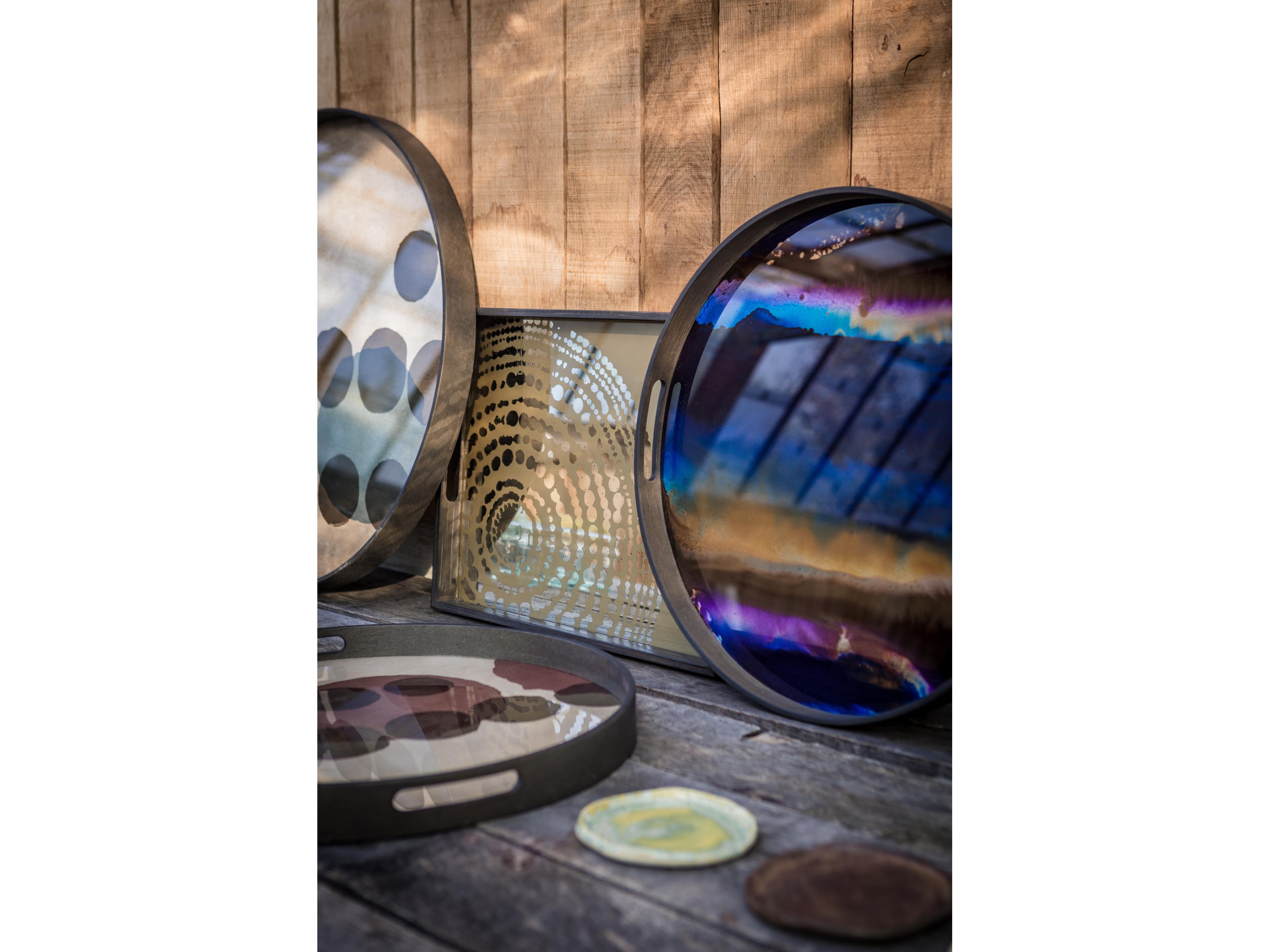 Ethnicraft Organic Indigo Glass Tray