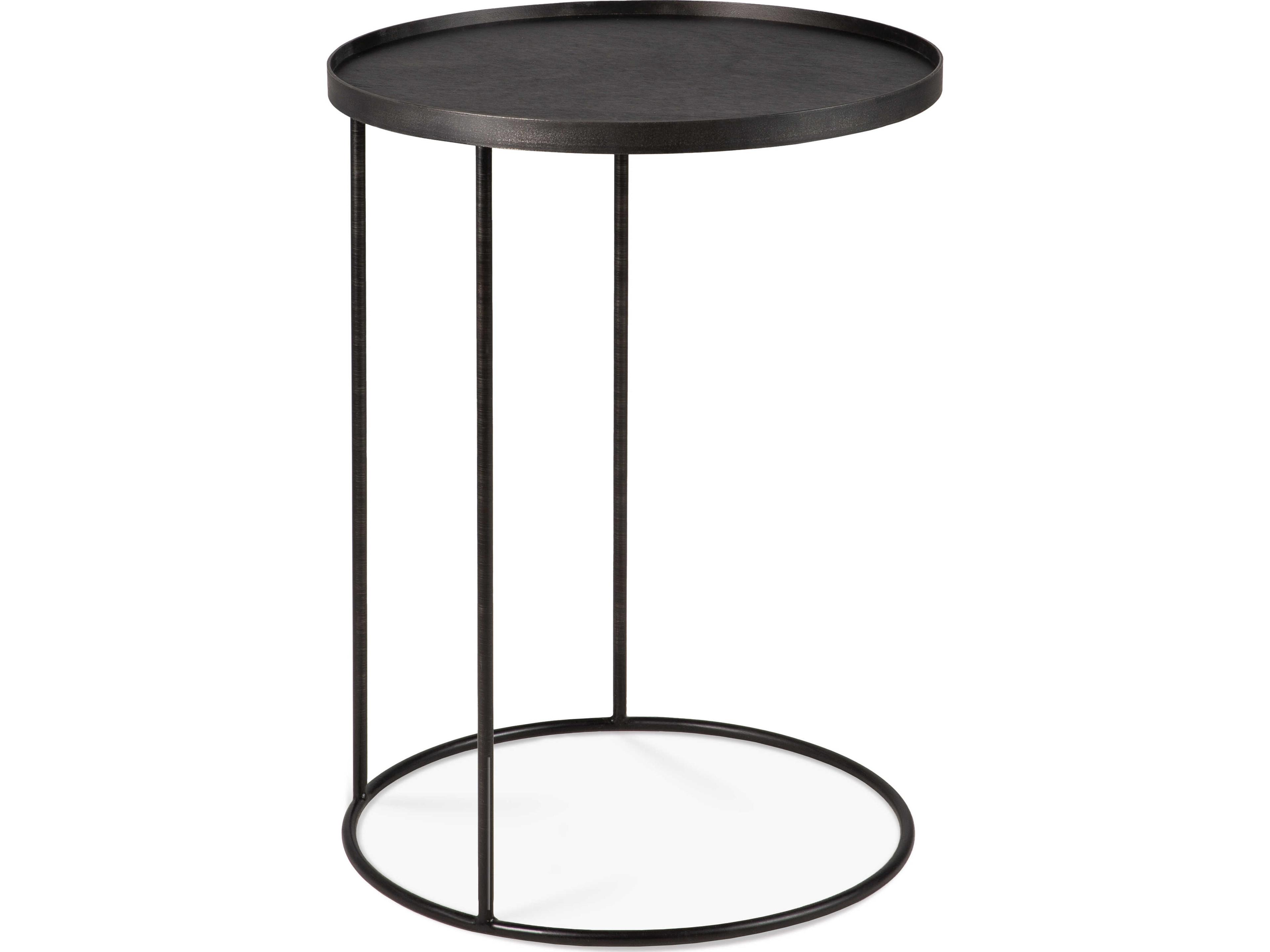 Tray Side Table Small Round Black